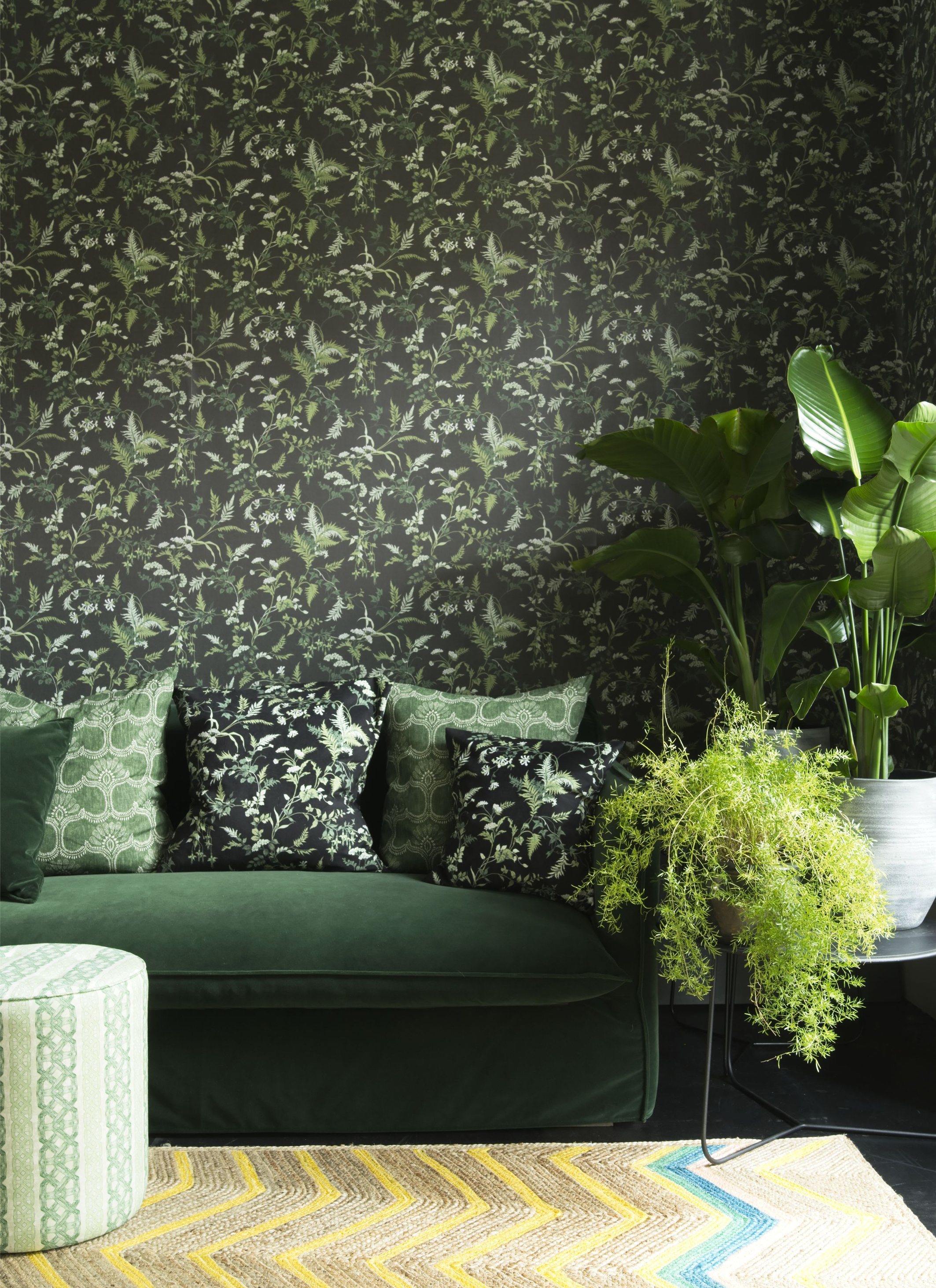 Room styled with Vintage Fearne Night Sky Black wallpaper