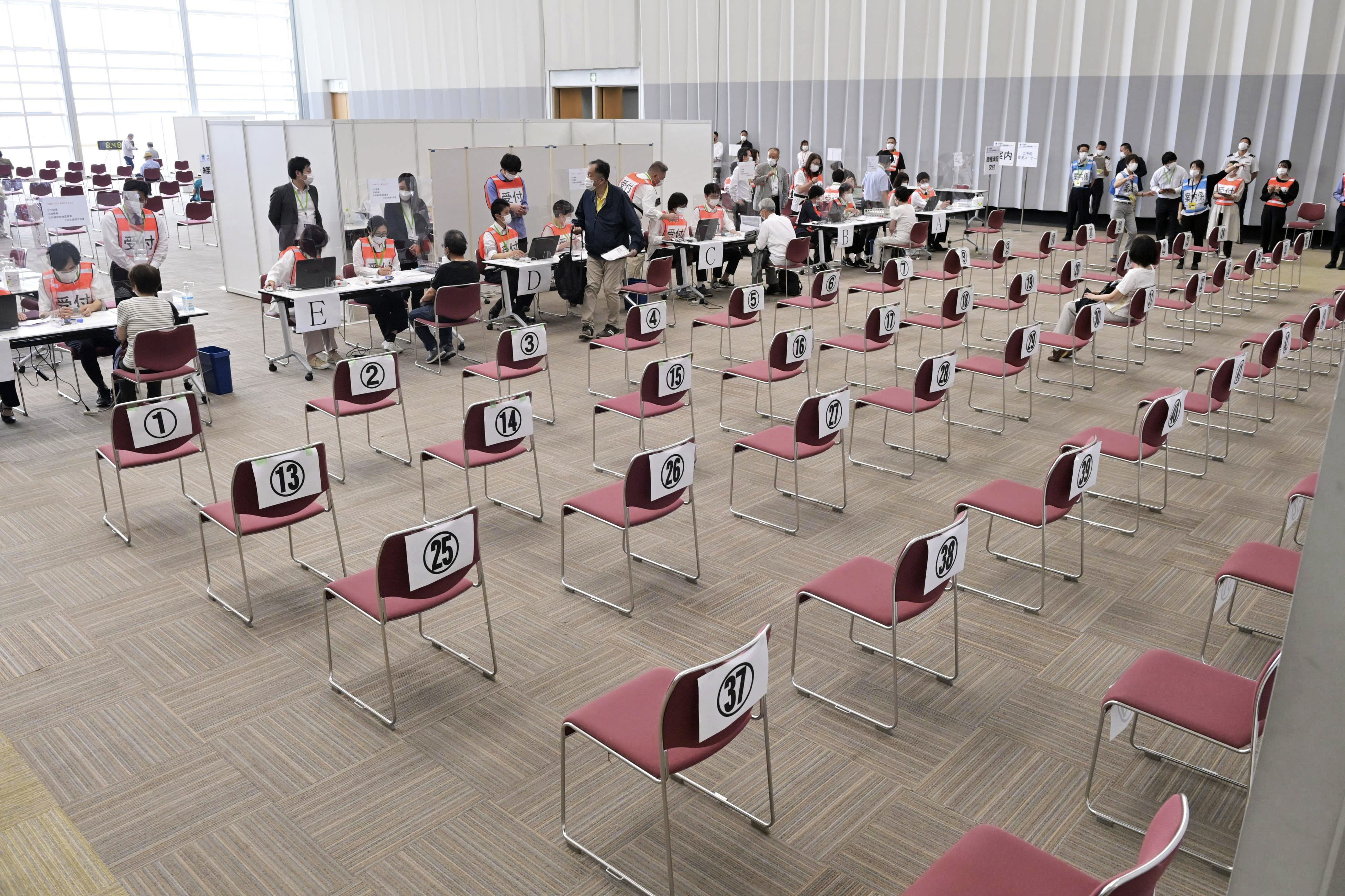 The mass vaccination centre for people to receive the Moderna coronavirus vaccine opens in Osaka, western Japan