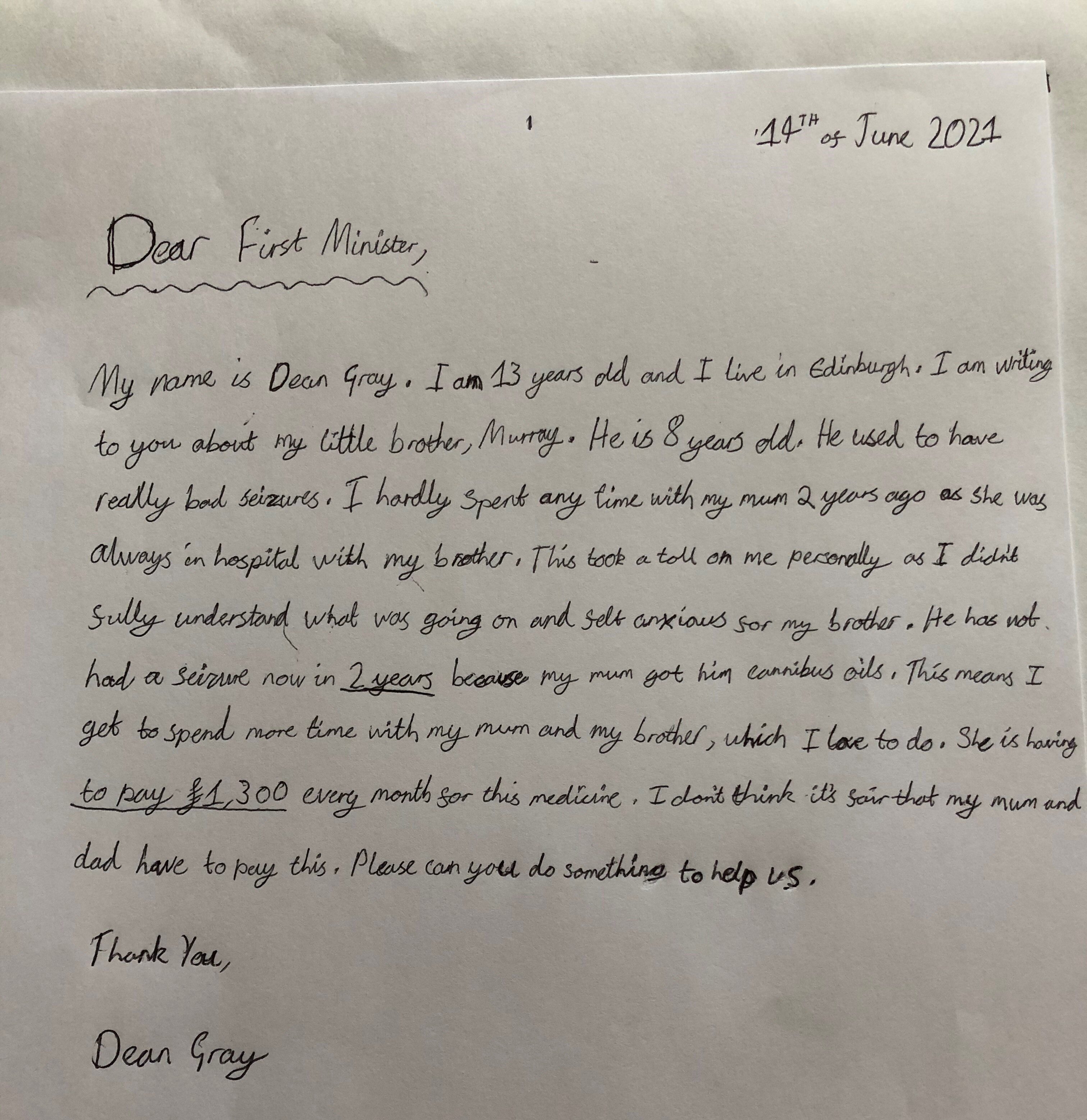 Letter to Nicola Sturgeon