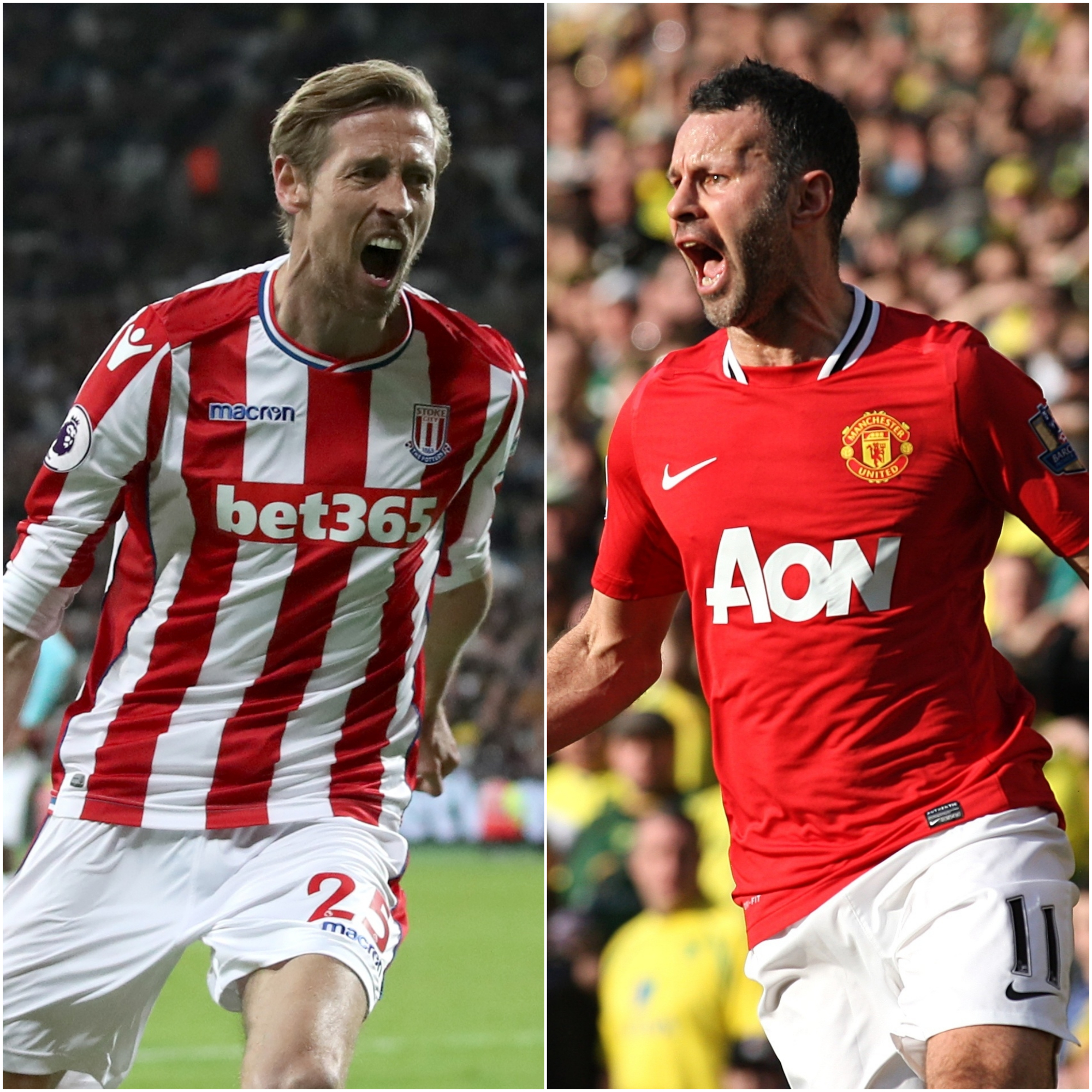 Peter Crouch, left, and Ryan Giggs