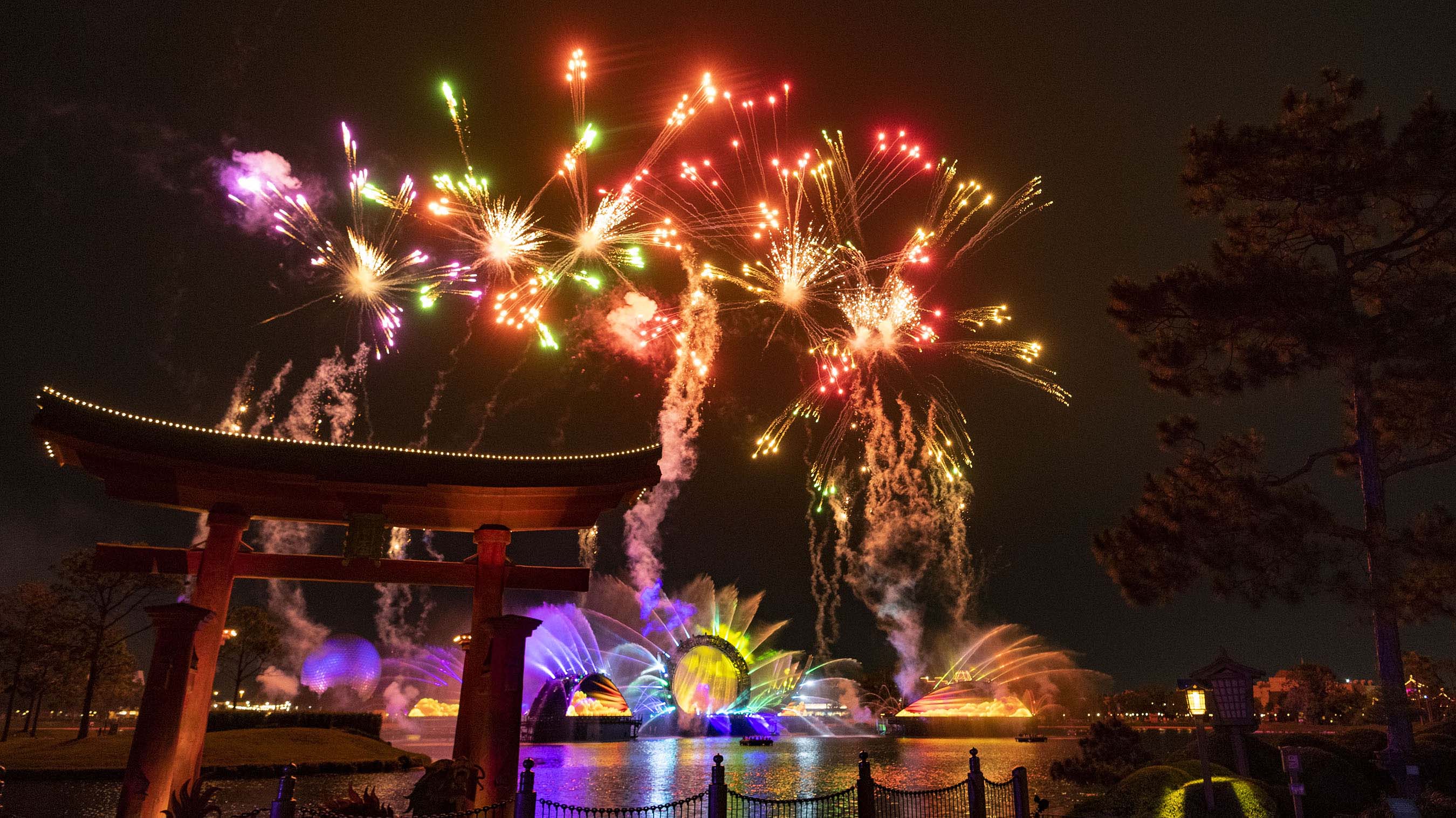 Fireworks explode during The Harmonious night-time spectacular at Epcot (PA/Walt Disney World/Matt Stroshane)