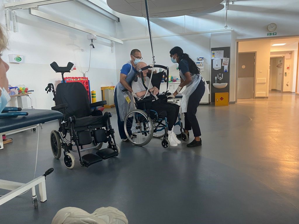 Eddie Brower undergoing rehabilitation at the hospital