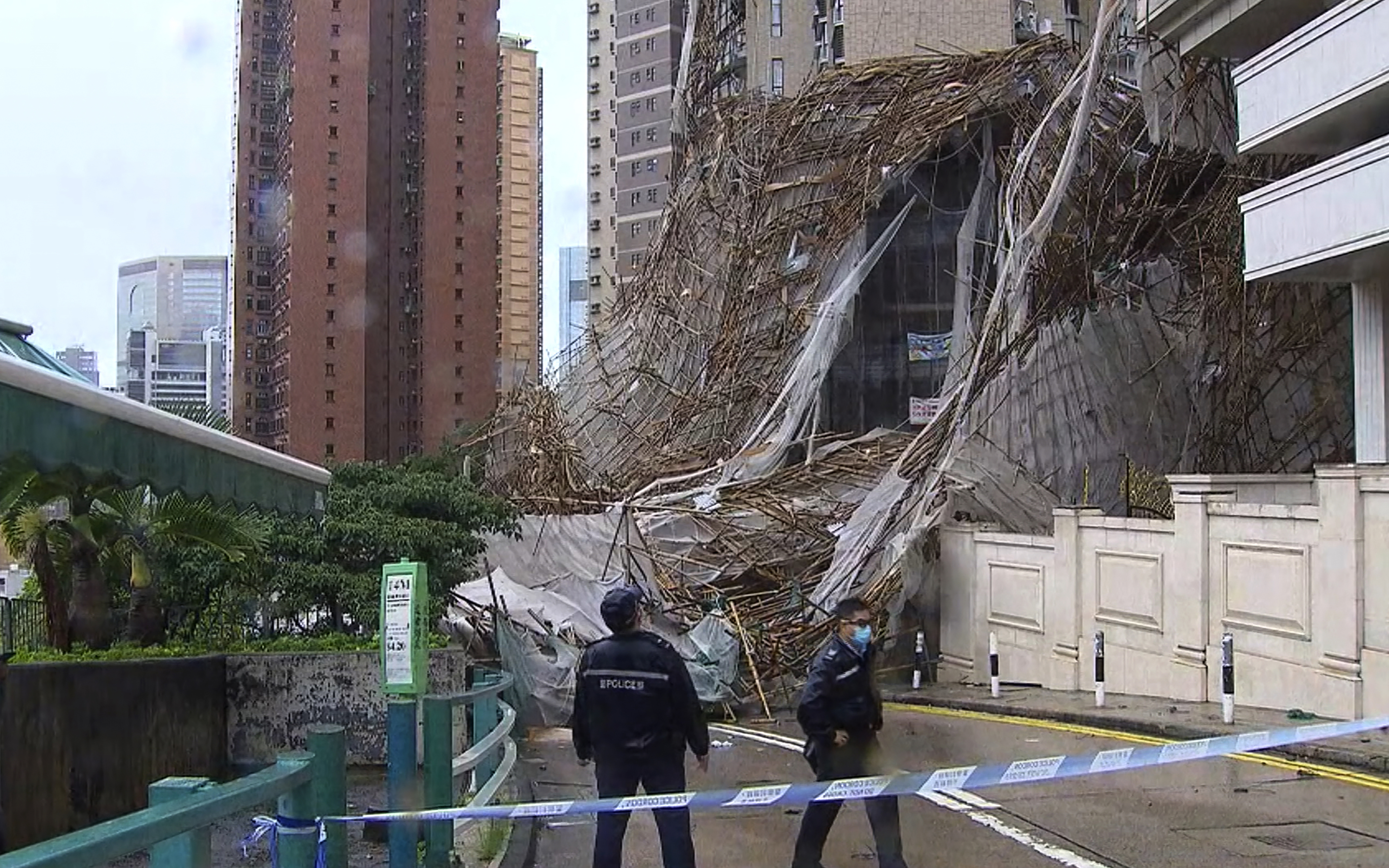 Collapsed scaffolding