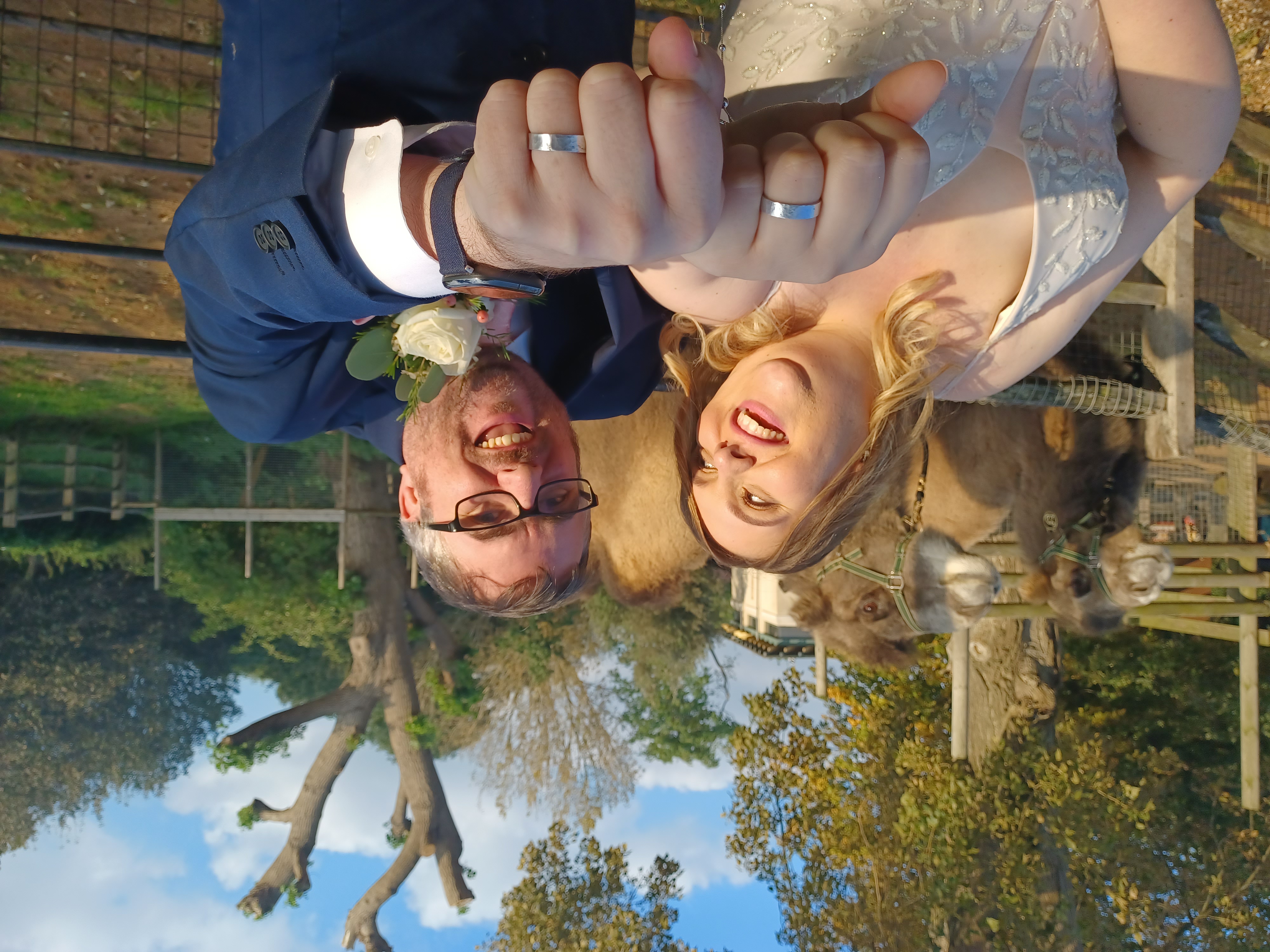 Matt Robbins (right), 39, and Alison Russell, 36, from Romford, Essex got married at London Zoo with a pair of special rings
