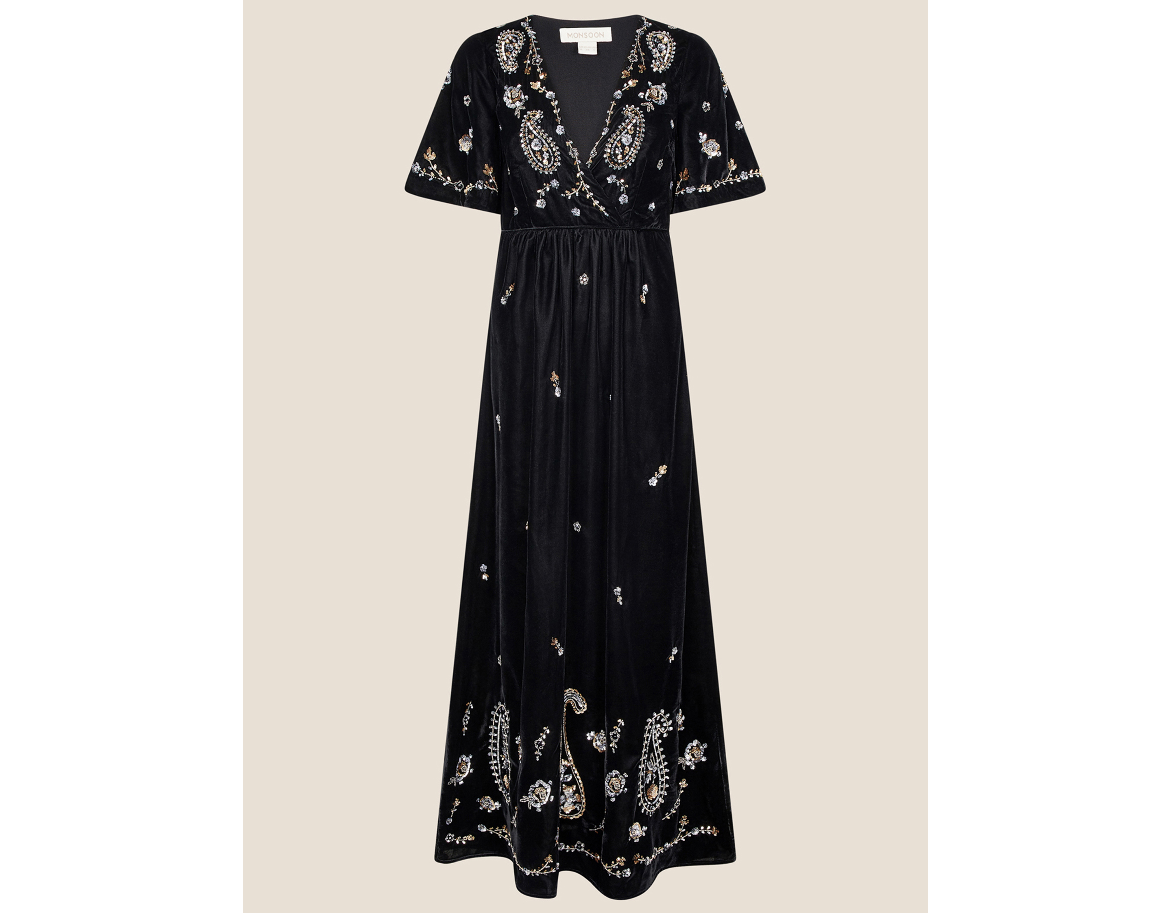Monsoon Jacqueline Velvet Embellished Maxi Dress