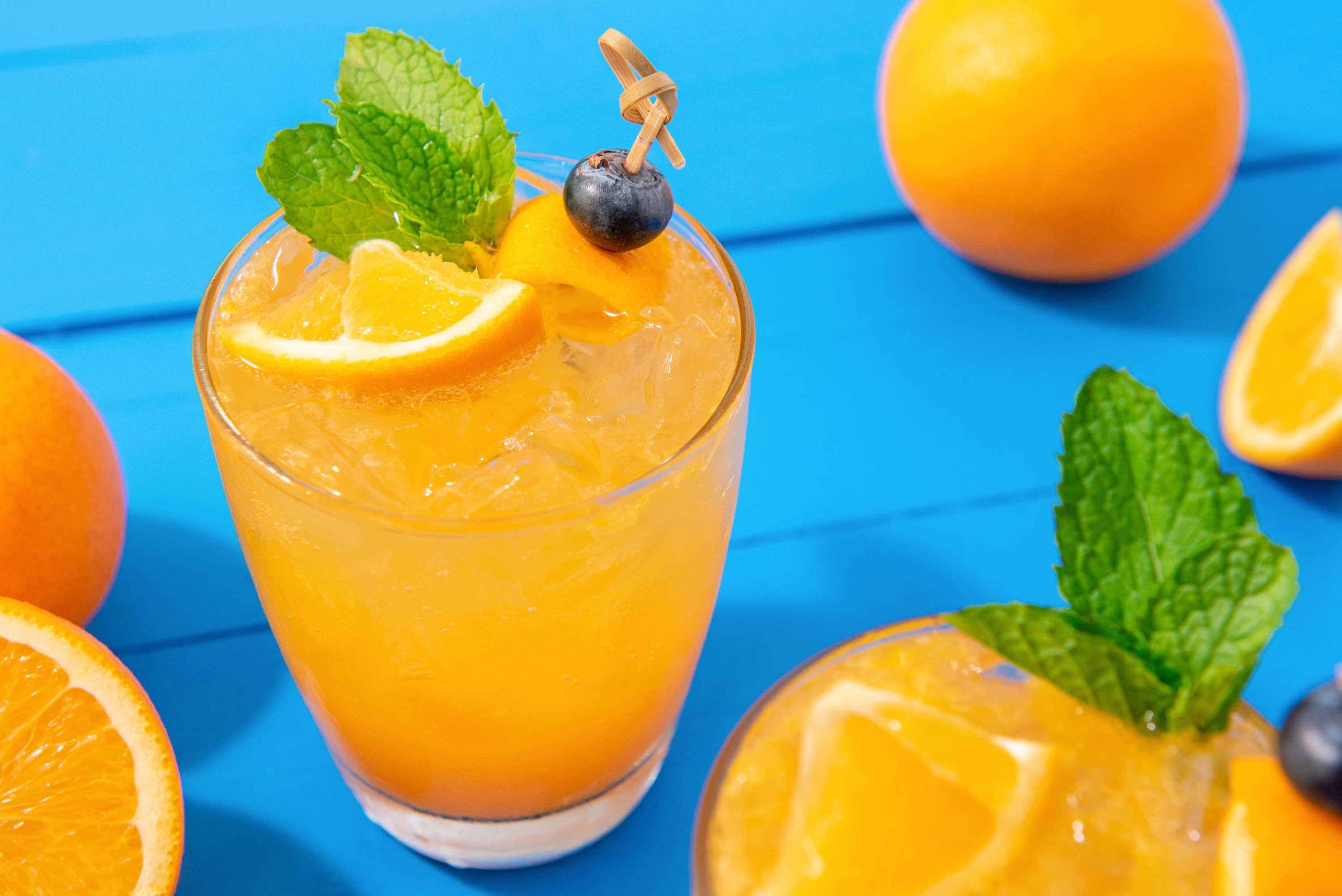 mocktail drinks on blue table