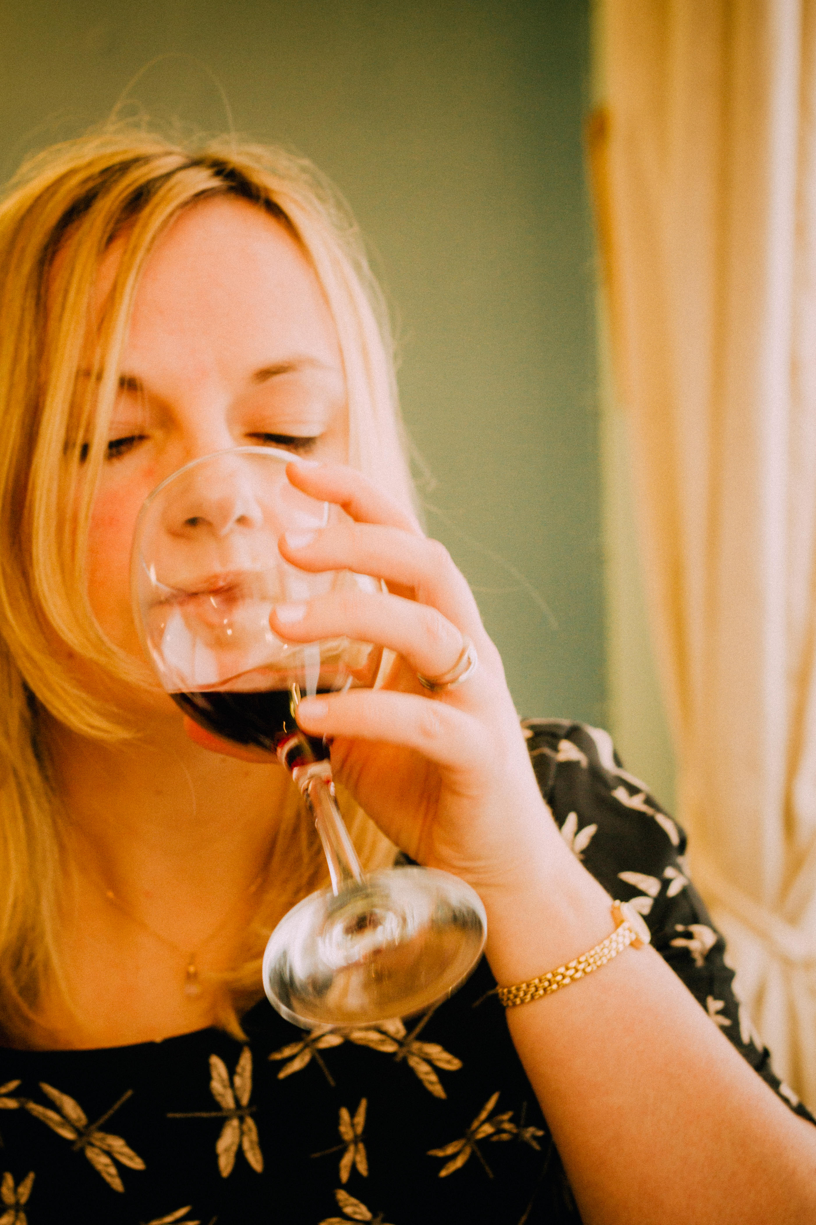woman drinking wine