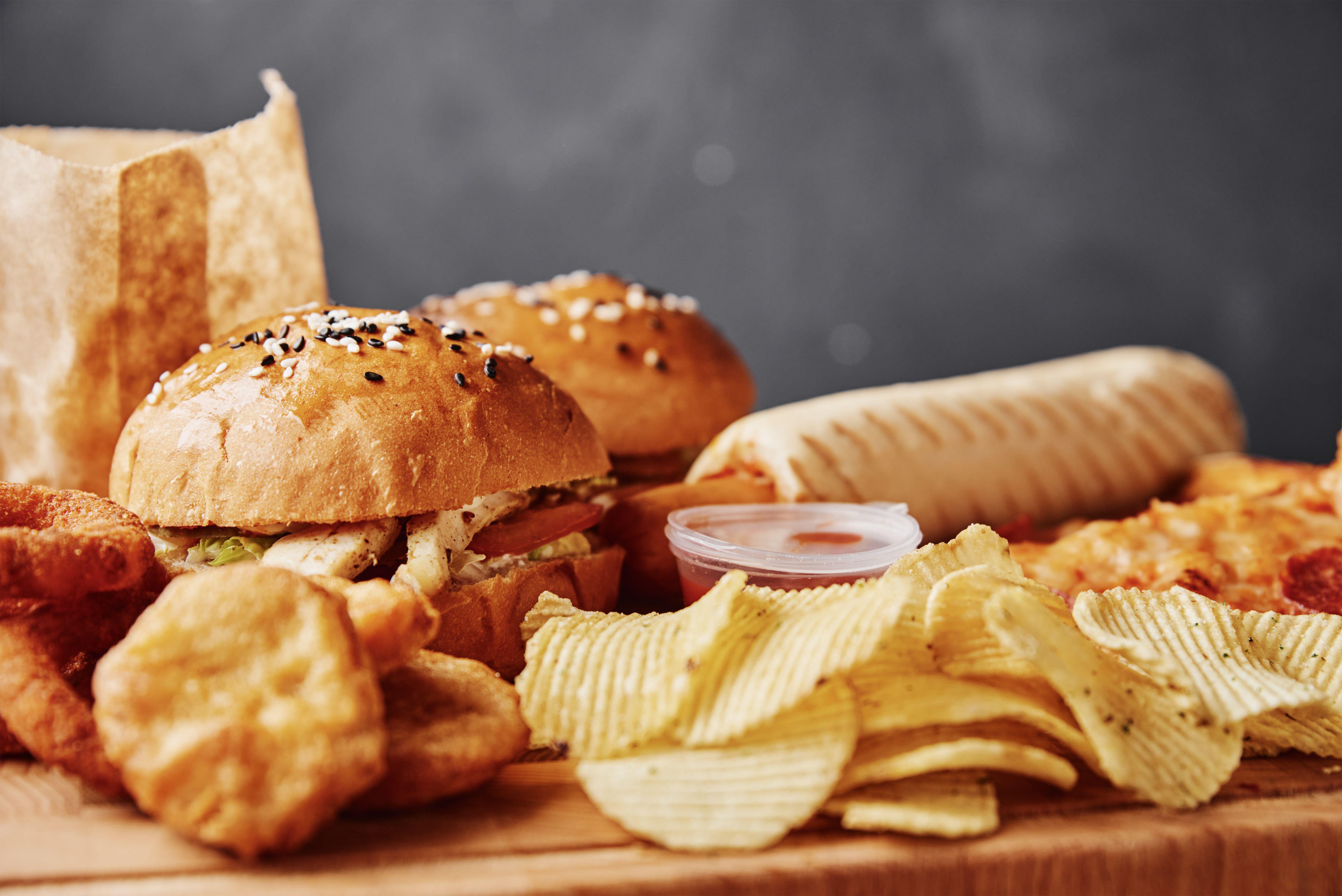 Junk food on a table