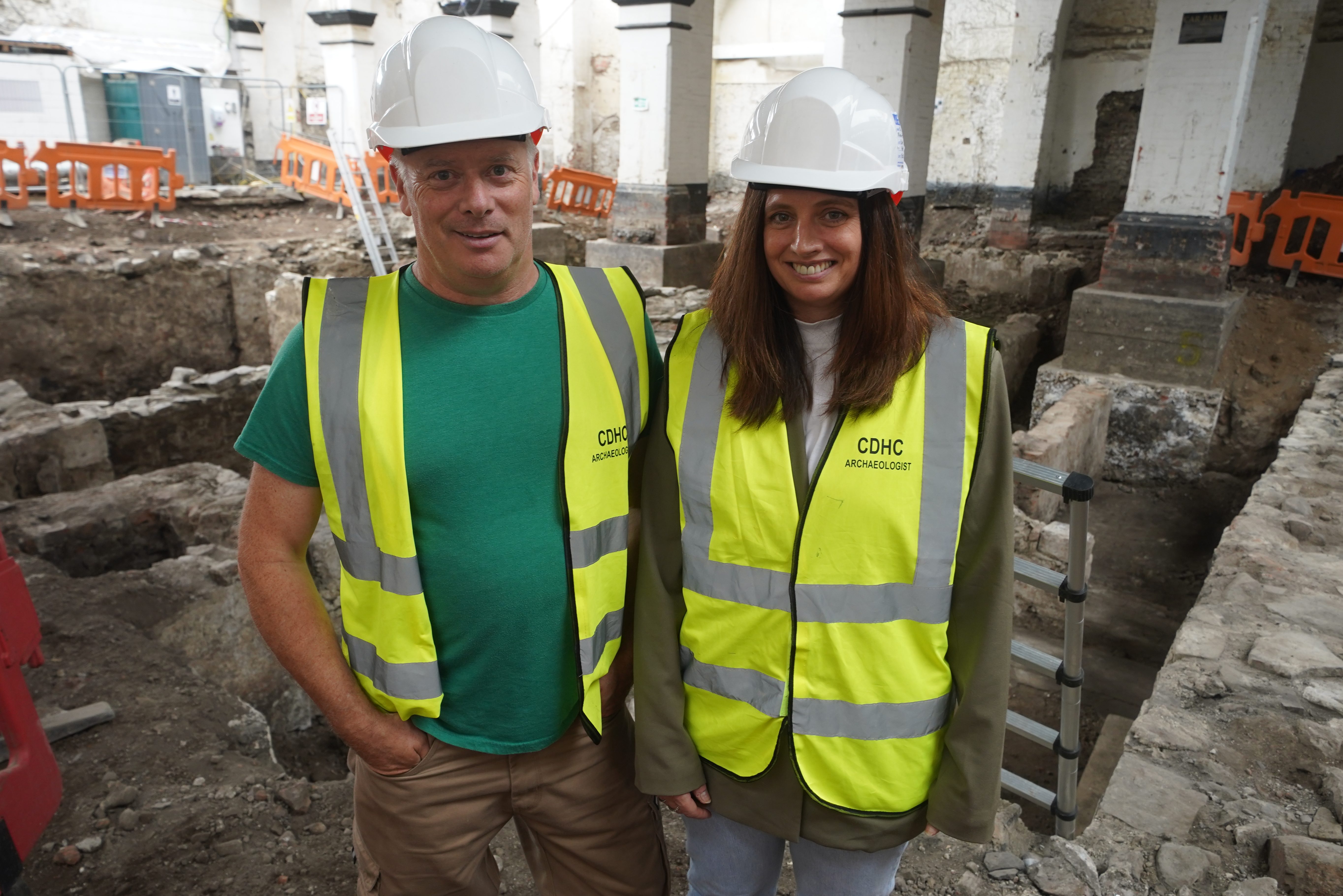 Edmond O'Donovan and Sorcha Wolsey, operations director for Beannchor, standing at the burial site
