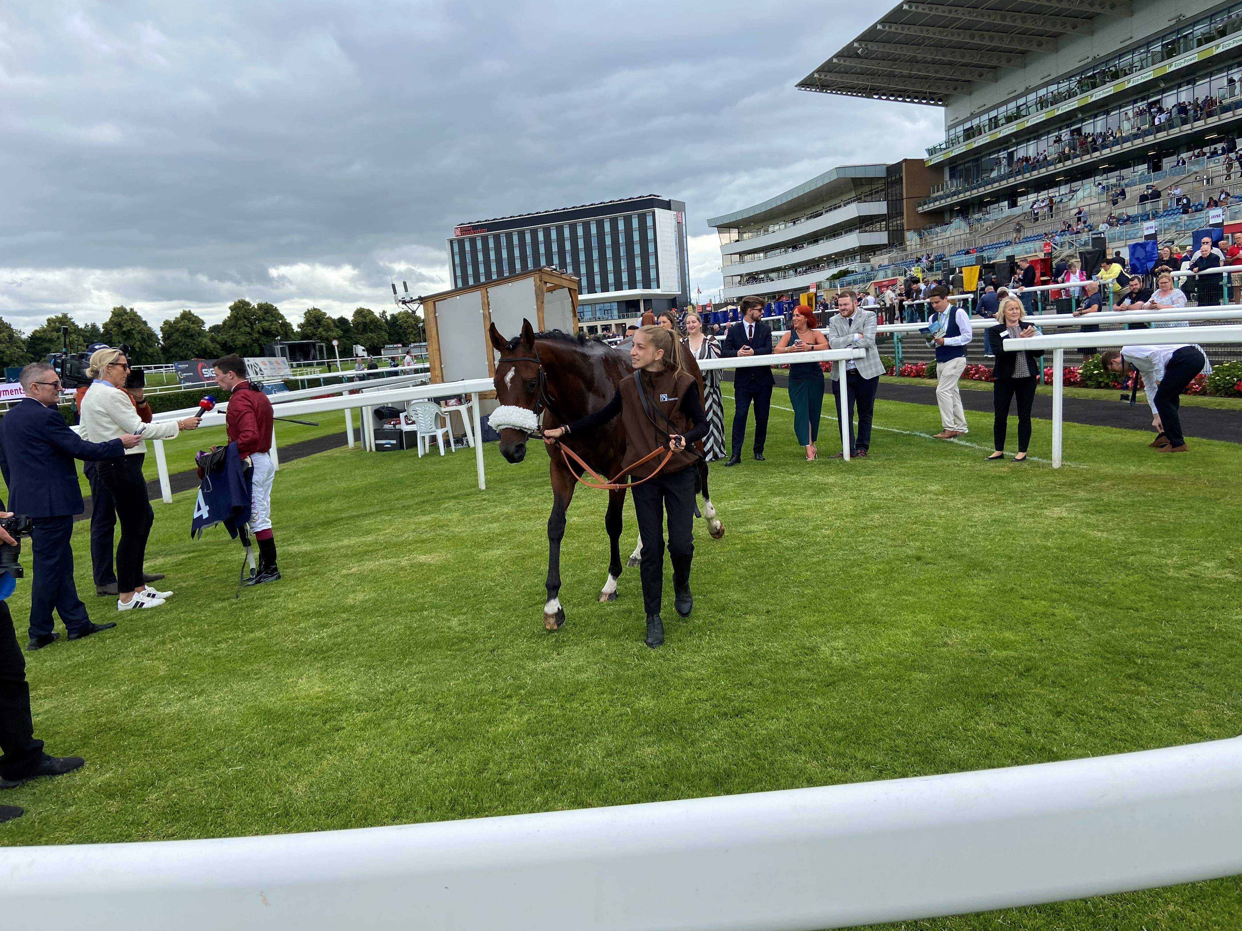 New Century in the winner's enclosure at Doncaster