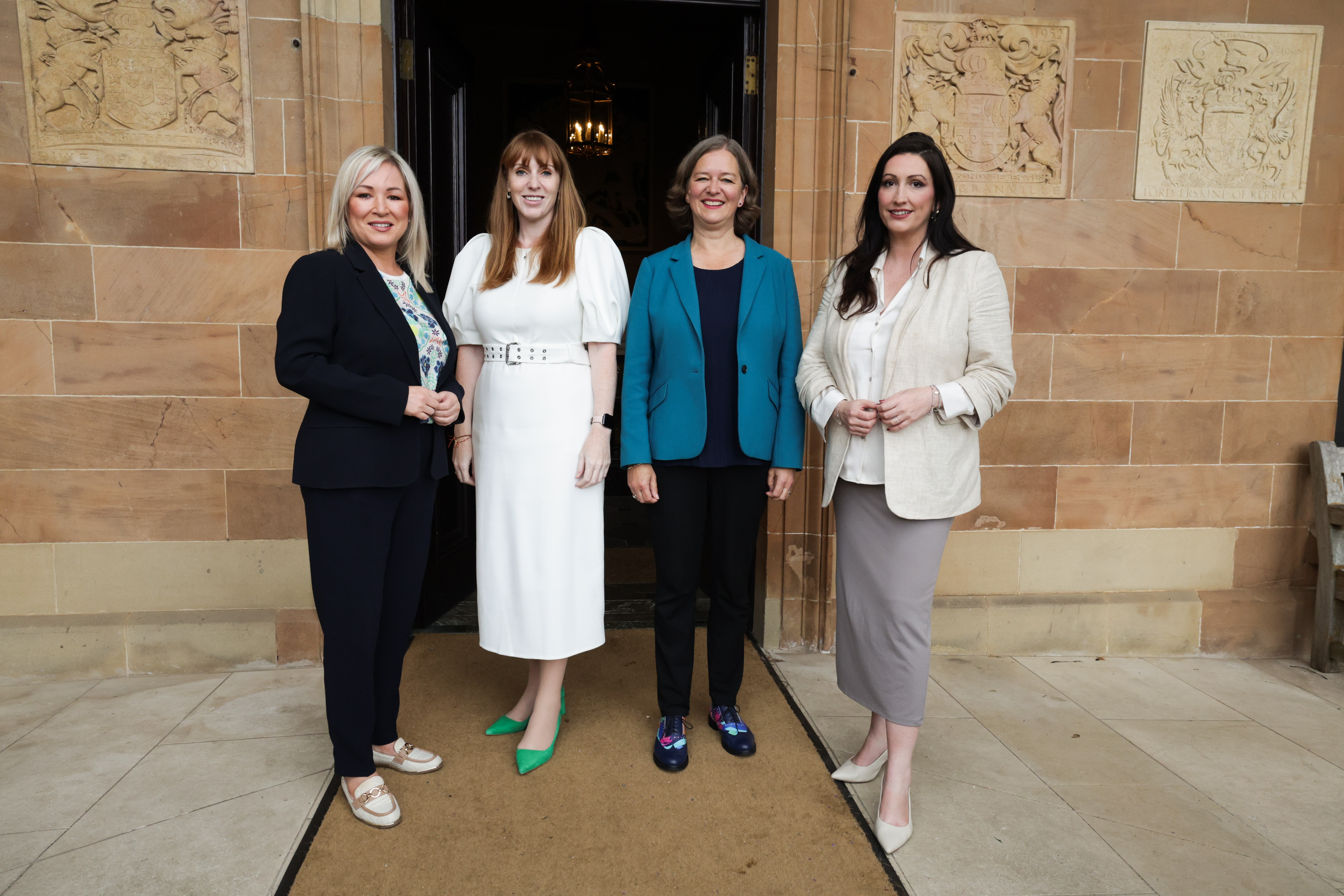 Michelle O'Neill, Angela Rayner, Fleur Anderson and Emma Little-Pengelly at Hillsborough Castle