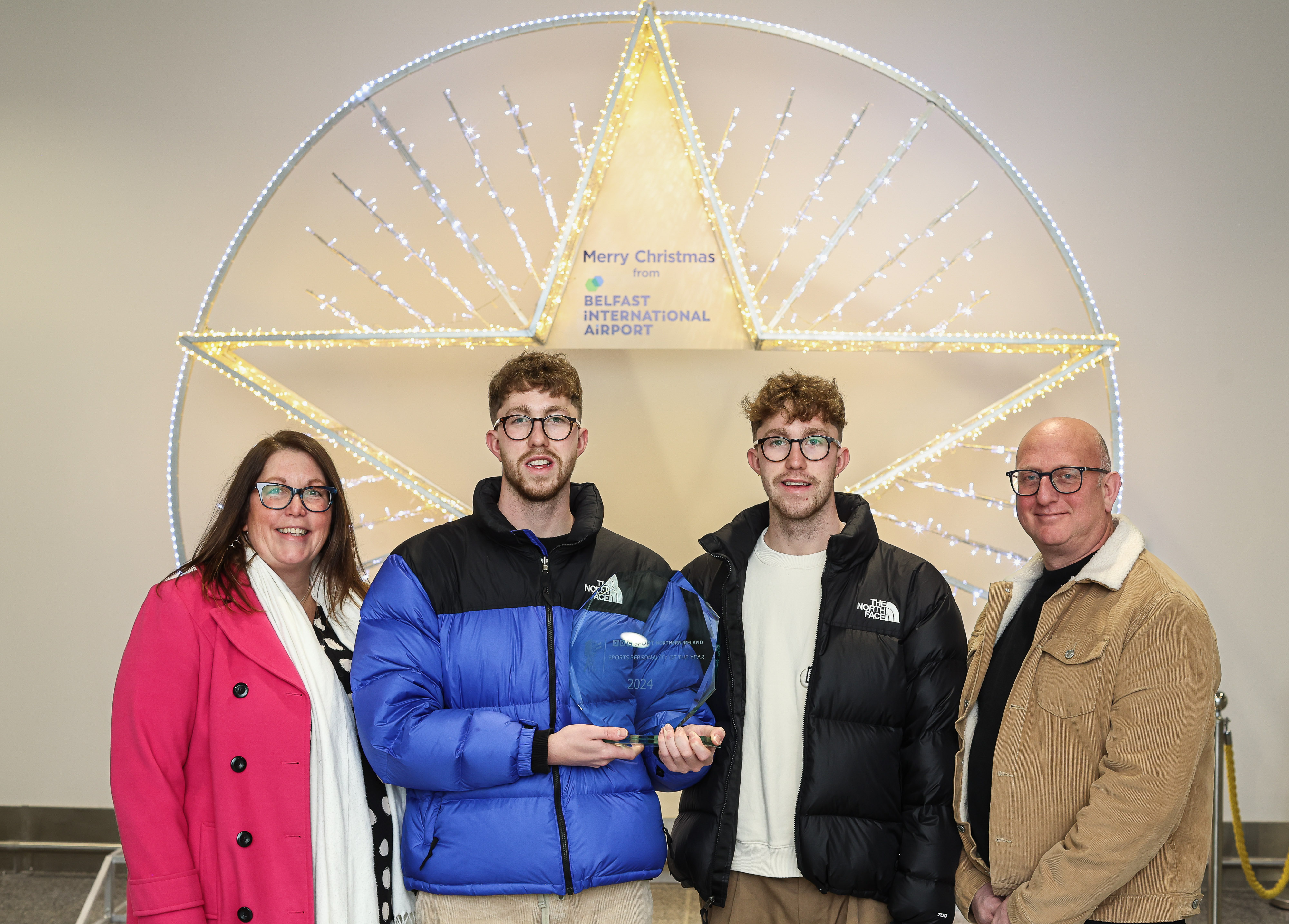 Daniel Wiffen and his twin brother Nathan with their parents Rachel and Jonathan