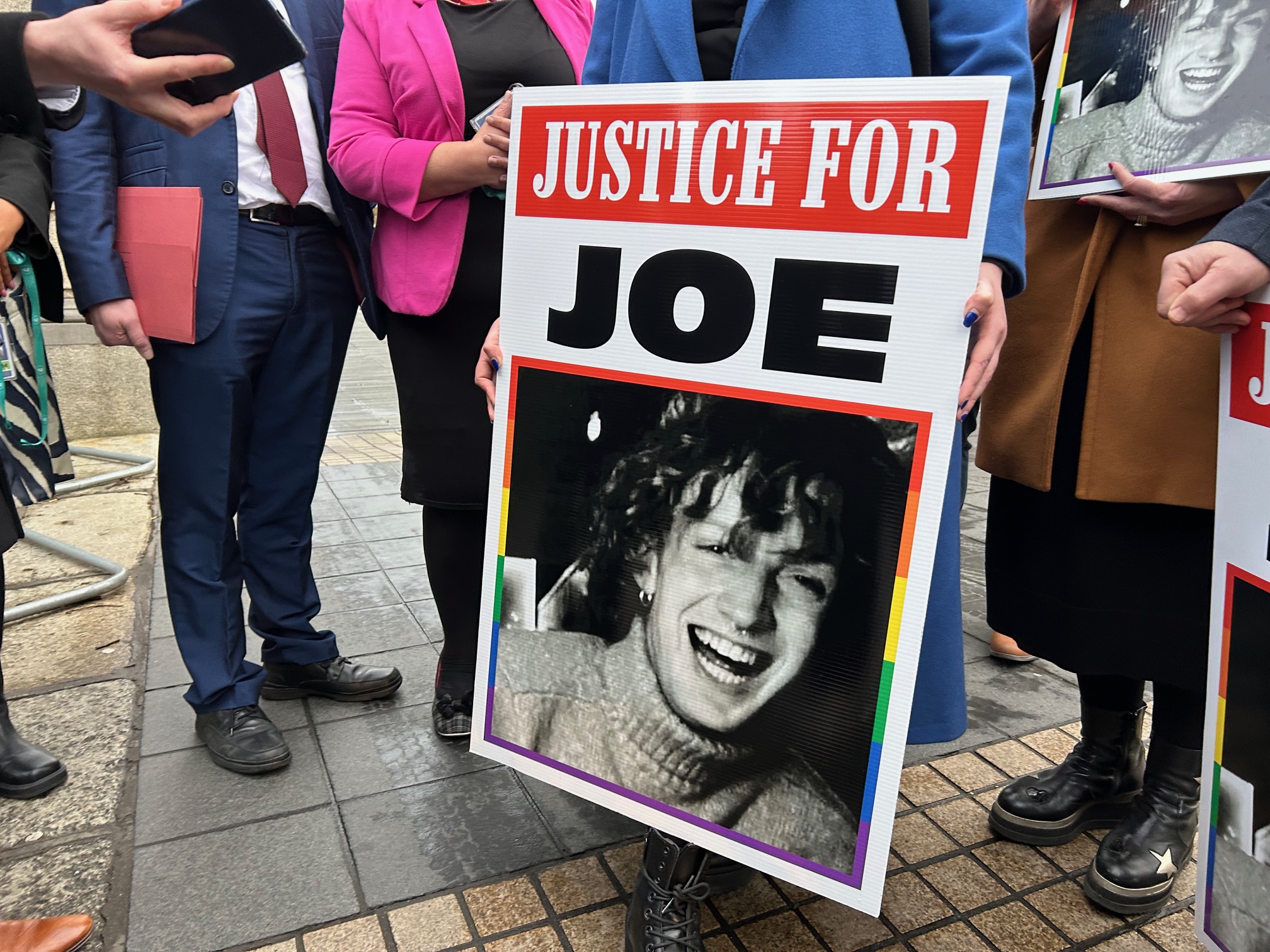 A sign featuring an image of Joe Drennan