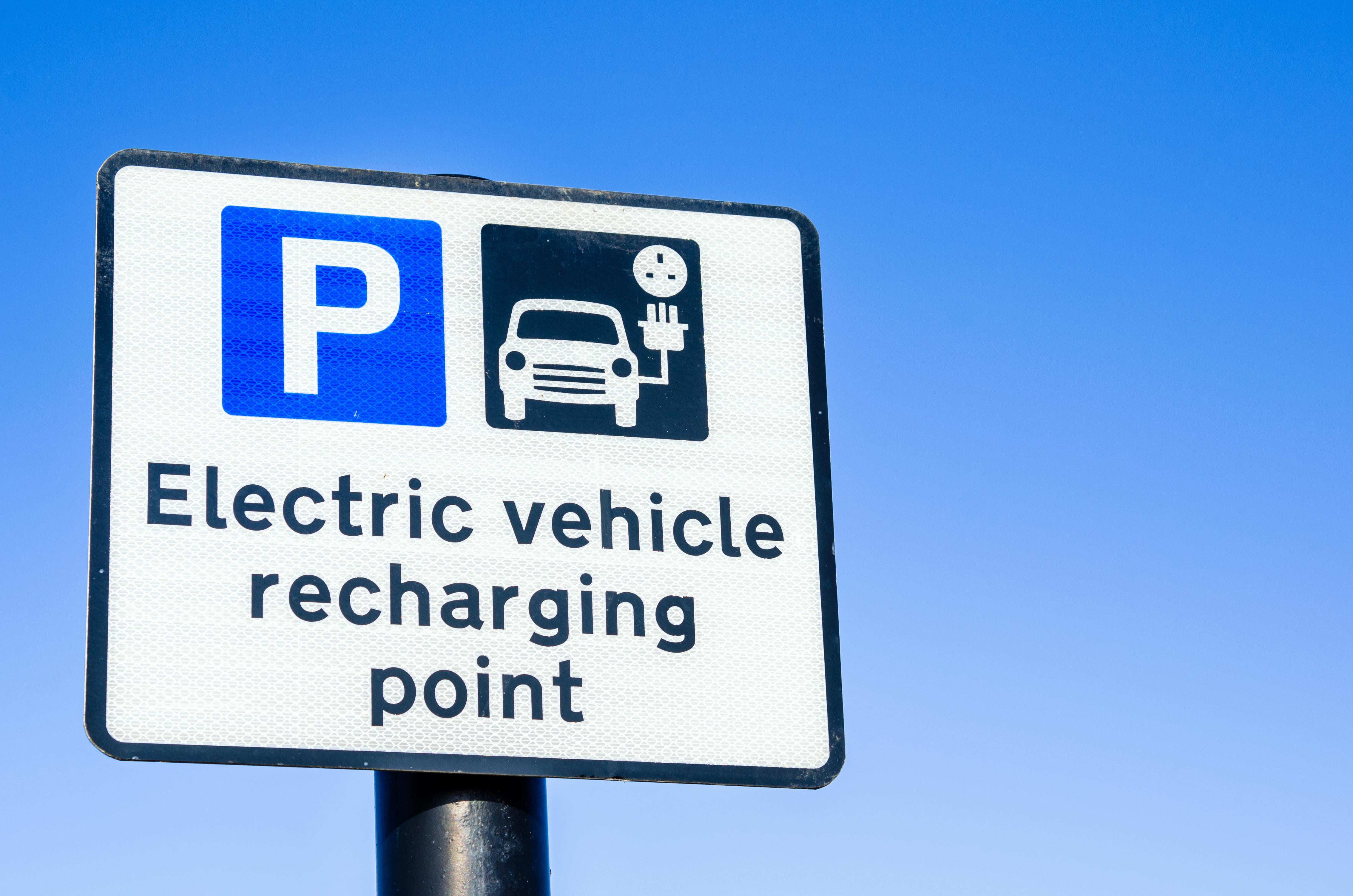 An electric vehicle charger sign