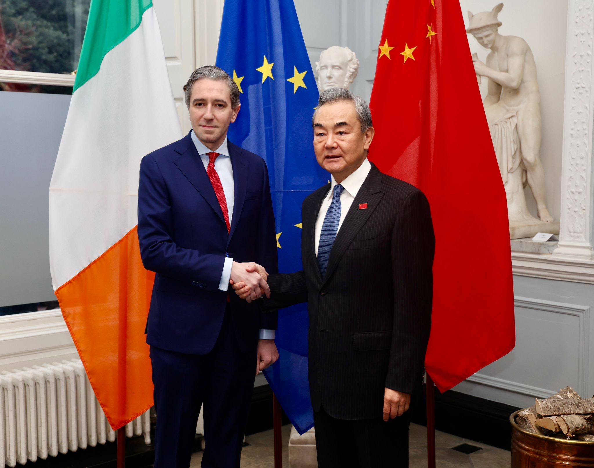 Tanaiste Simon Harris with Chinese Foreign Minister Wang Yi