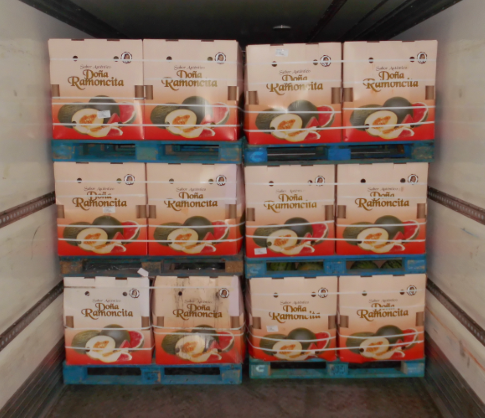 Stack of boxes of watermelons