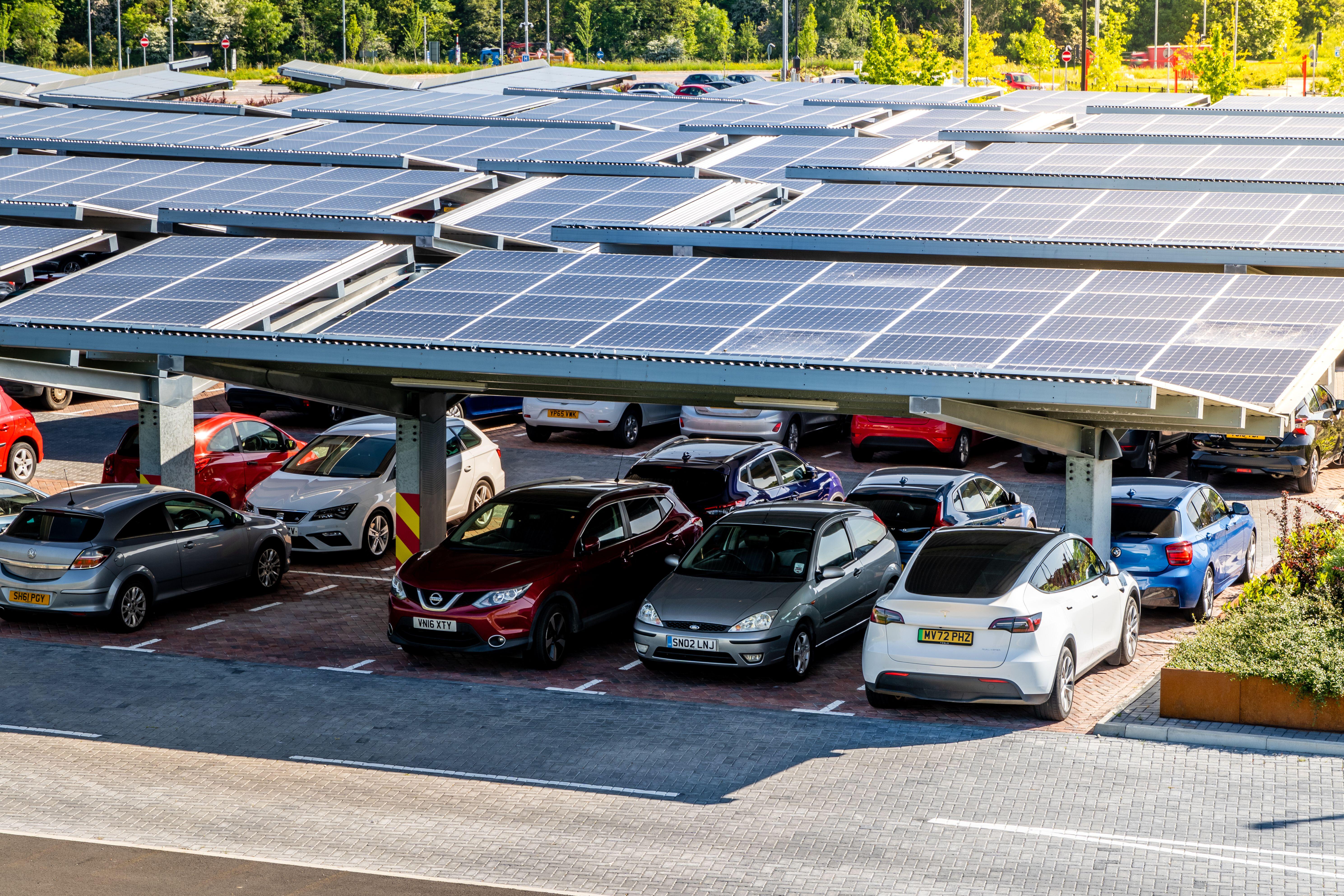 A car park covered in solar panels