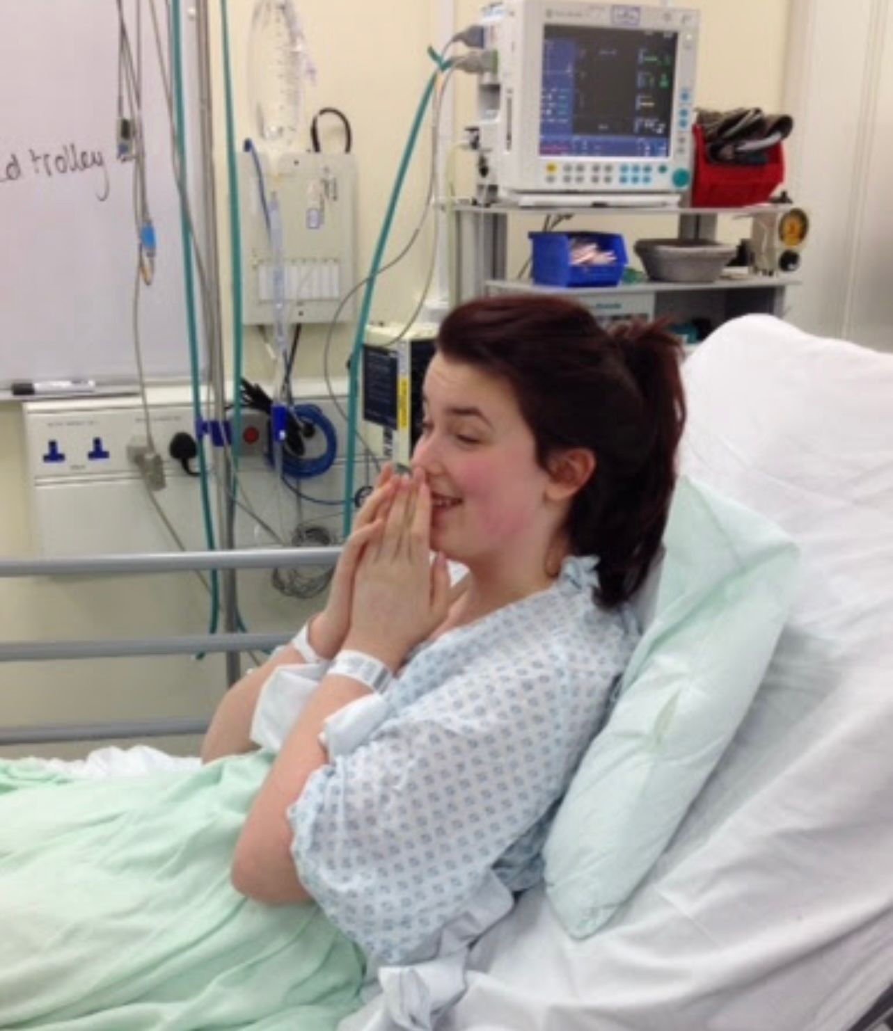 Chloe Humphries in hospital