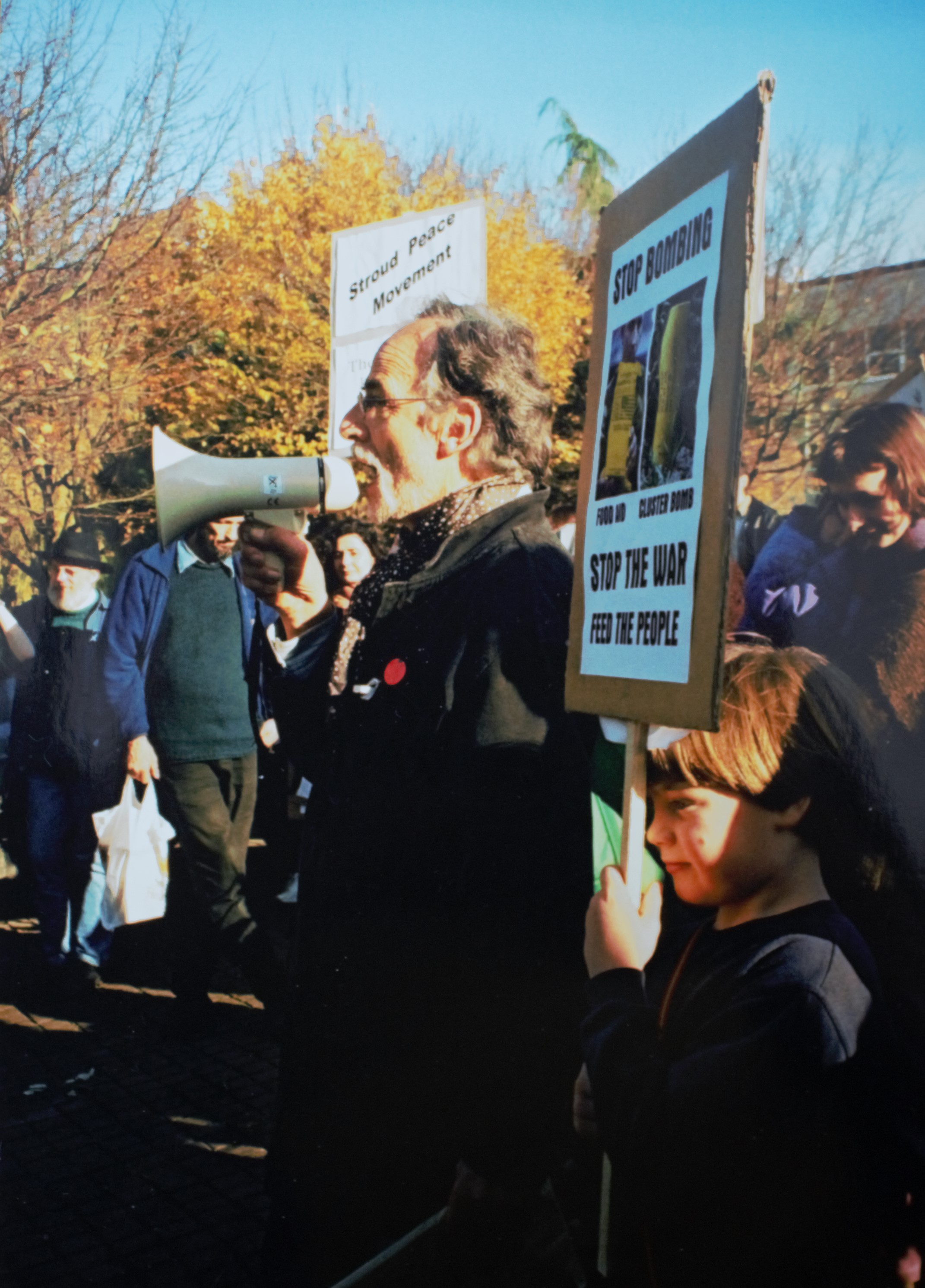 John Marjoram addressing a Stop the War rally