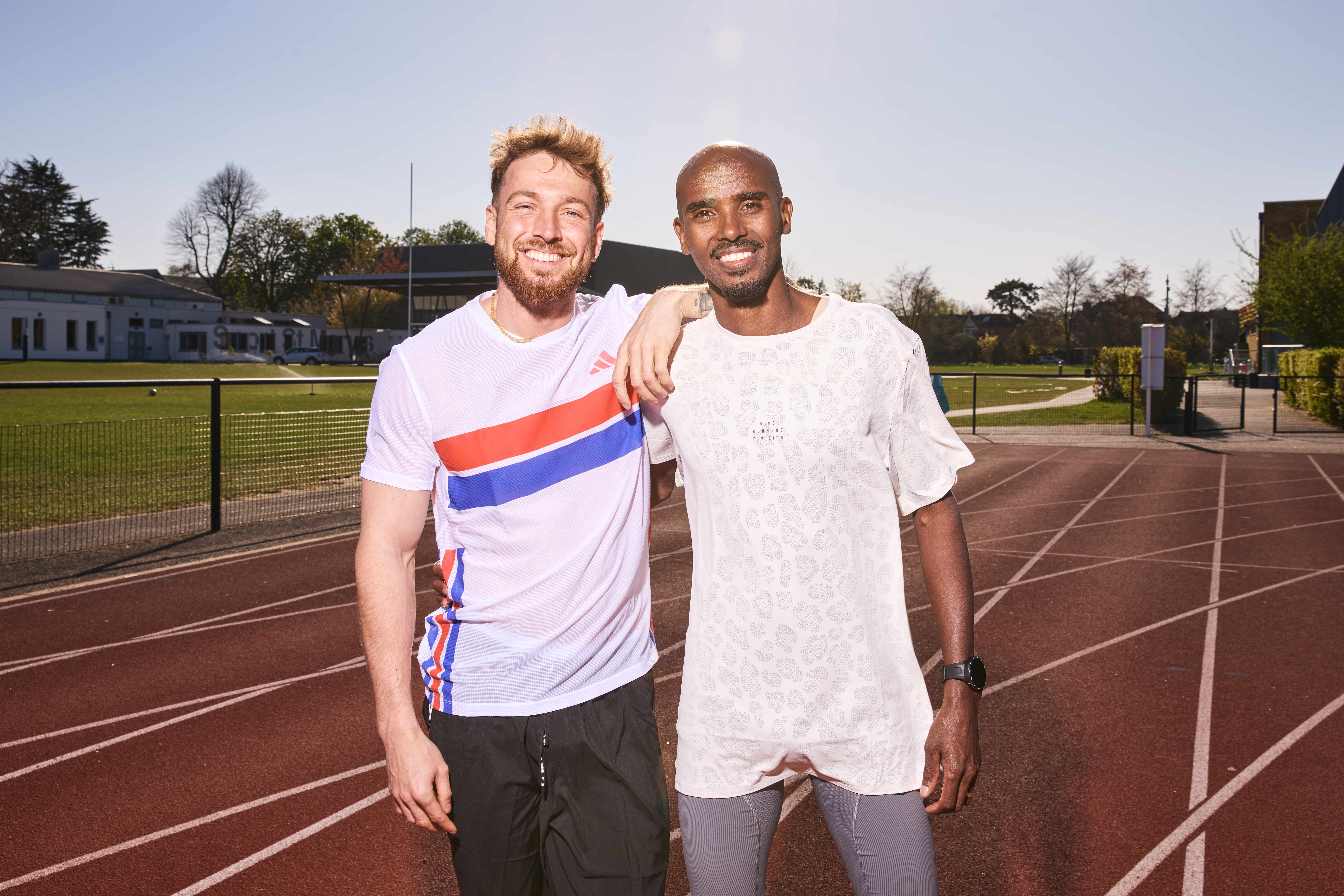 Sam Thompson, right, and Sir Mo Farah