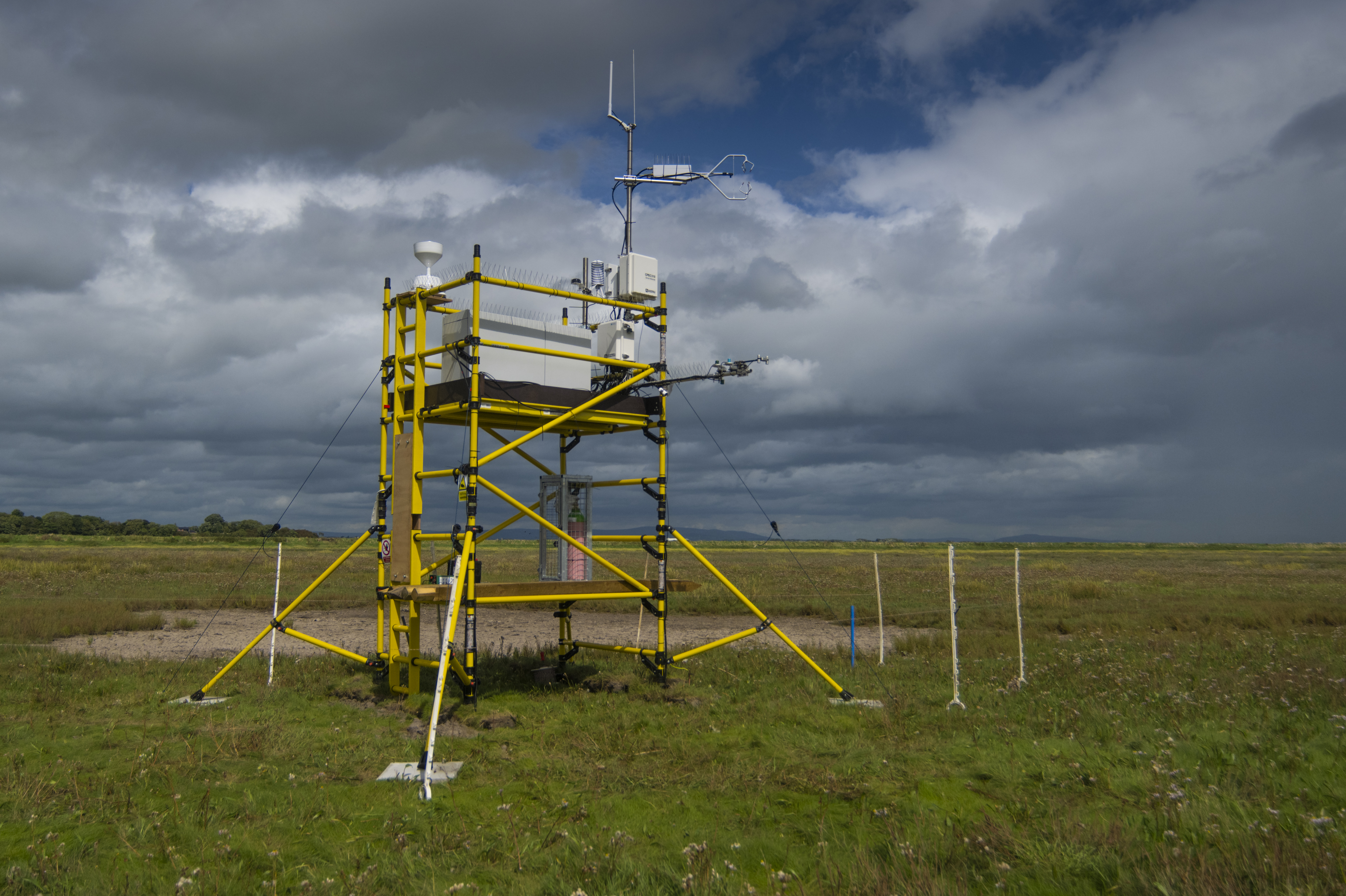 Carbon flux tower situated on saltmarsh