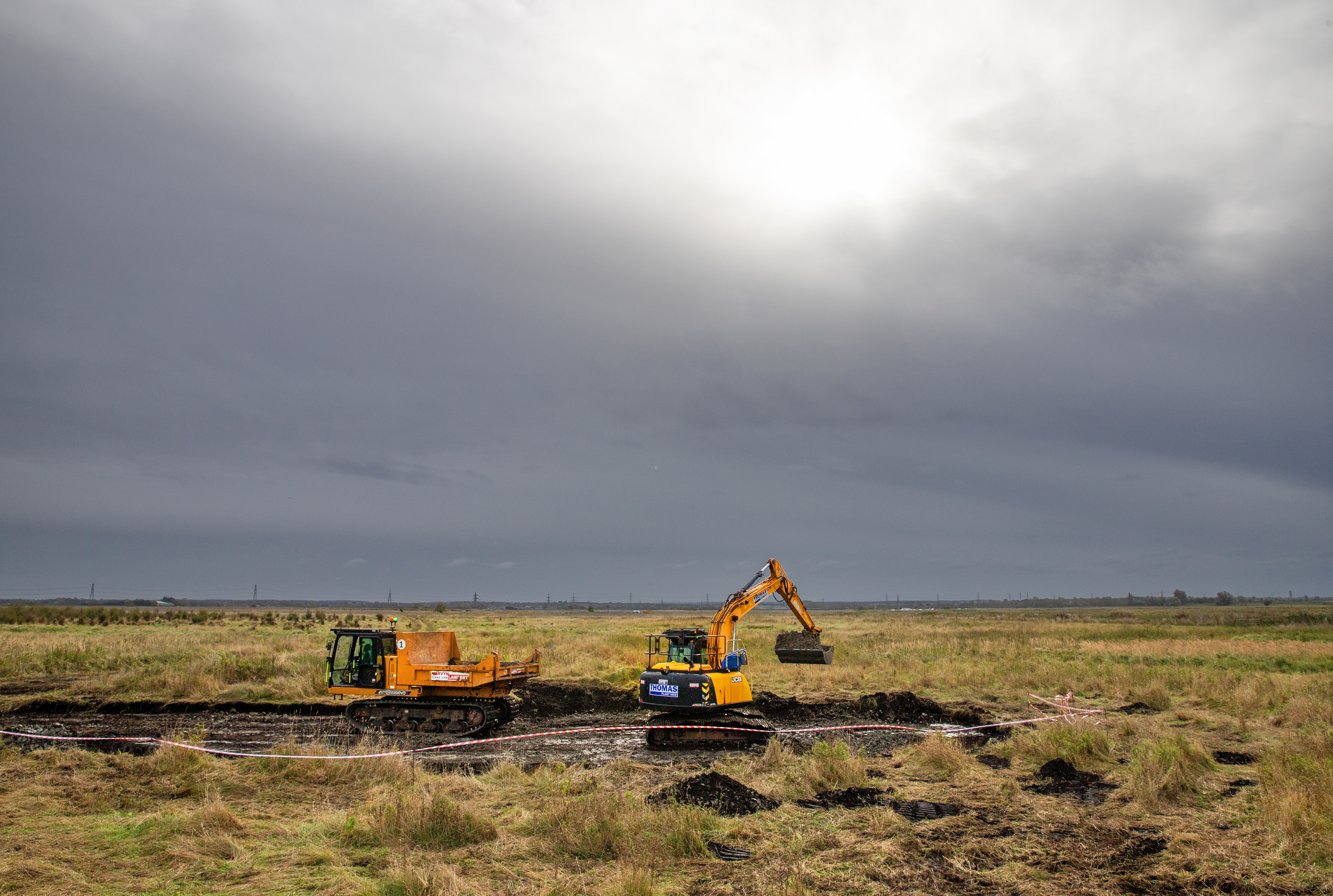 Diggers at work on Burwell Fen. (National Trust/ Mike Selby/ PA)