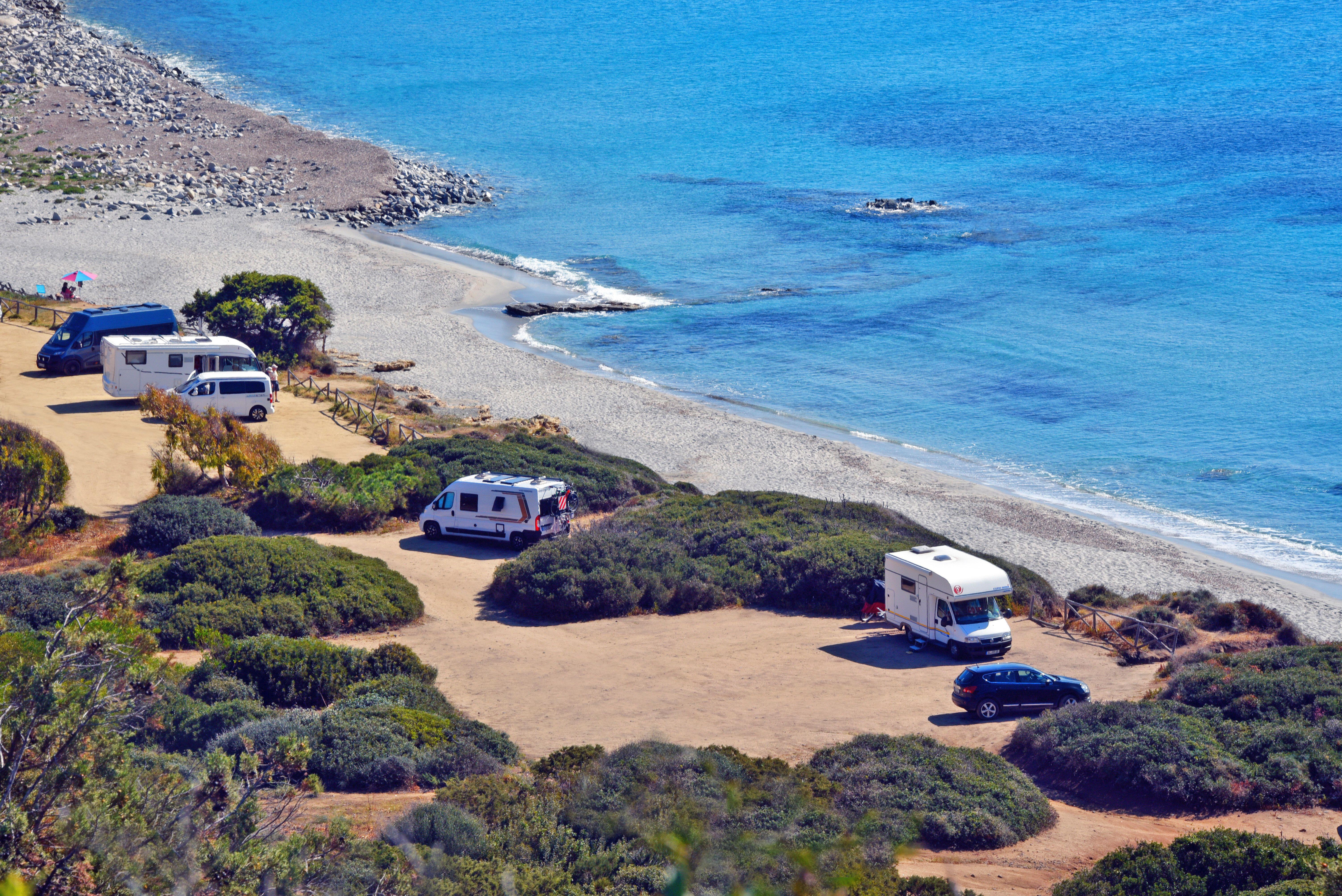 Motorhomes by the sea in Italy