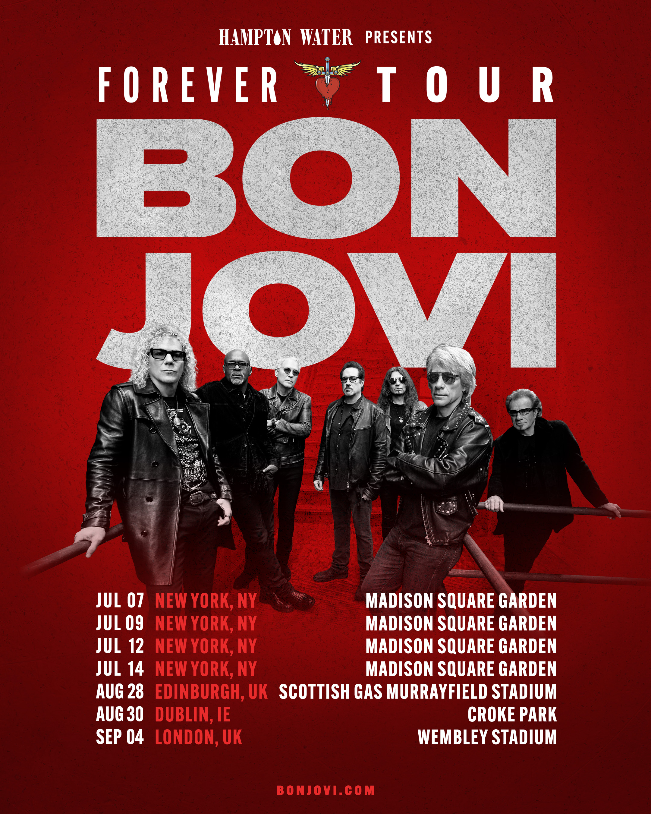 A poster for the Bon Jovi Forever Tour dates
