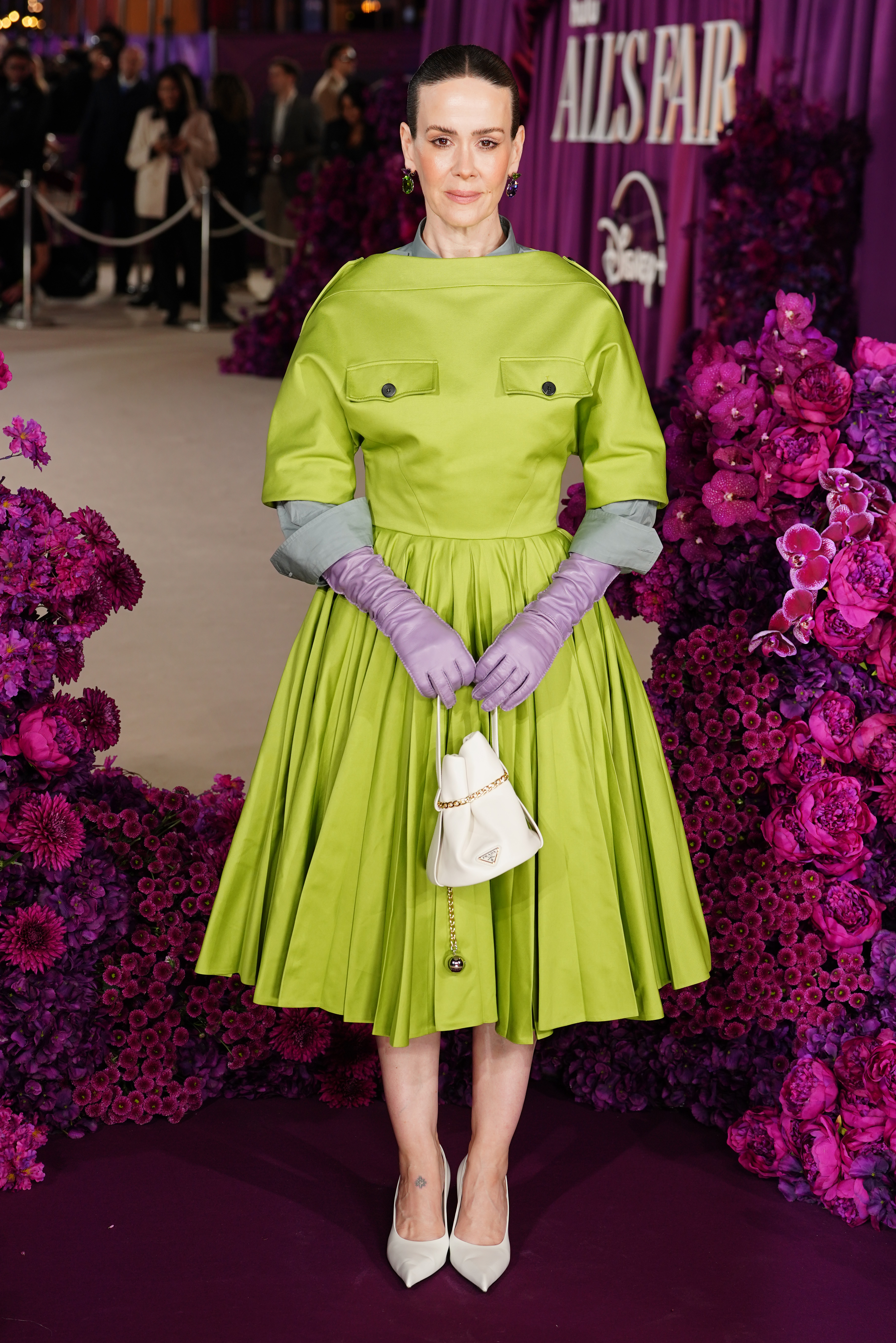 Sarah Paulson in lime green at the London premiere of the Disney+ series All's Fair