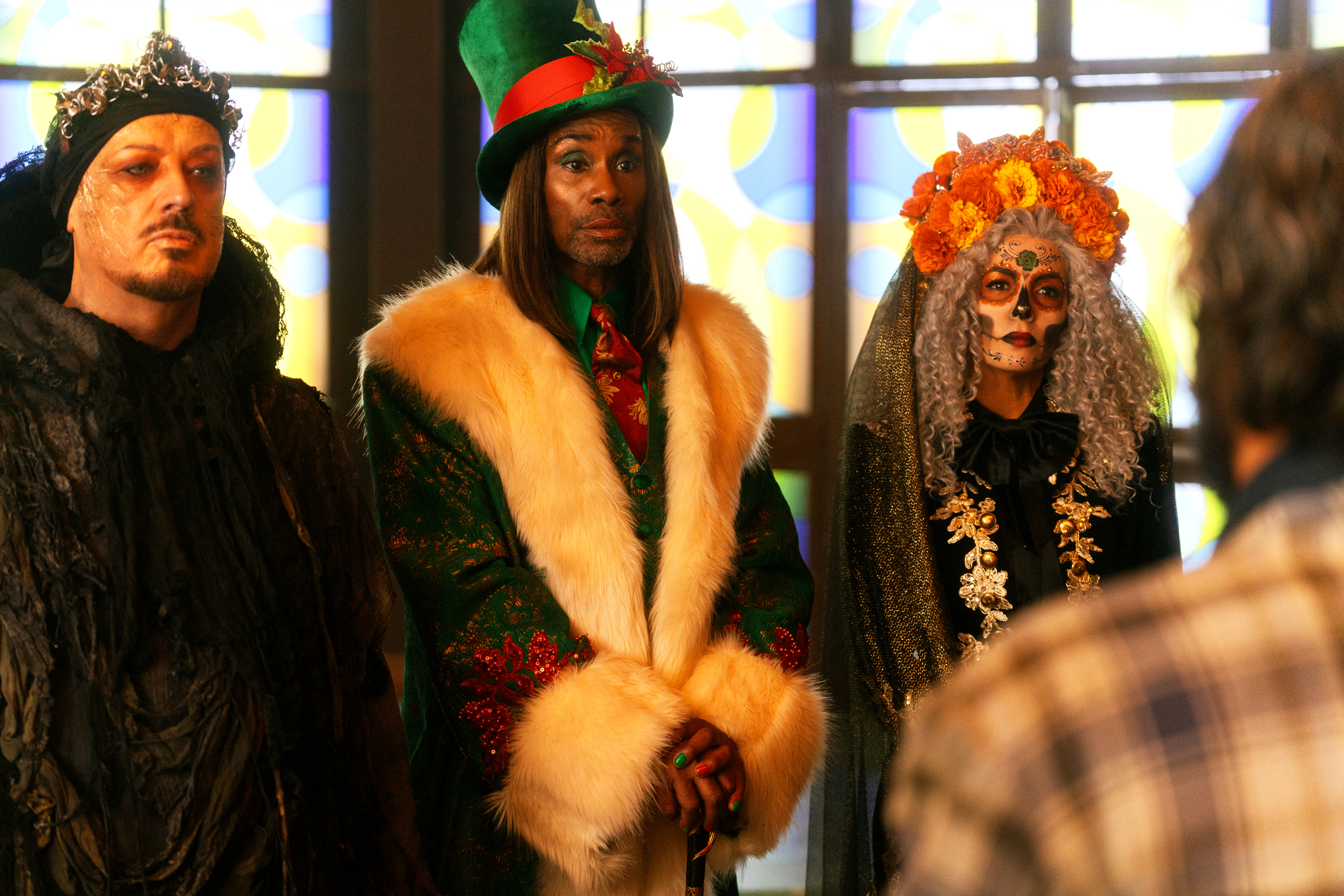 Boy George as the Ghost of Christmas Future, Billy Porter as the Ghost of Christmas Present and Eva Longoria as the Ghost of Christmas Past