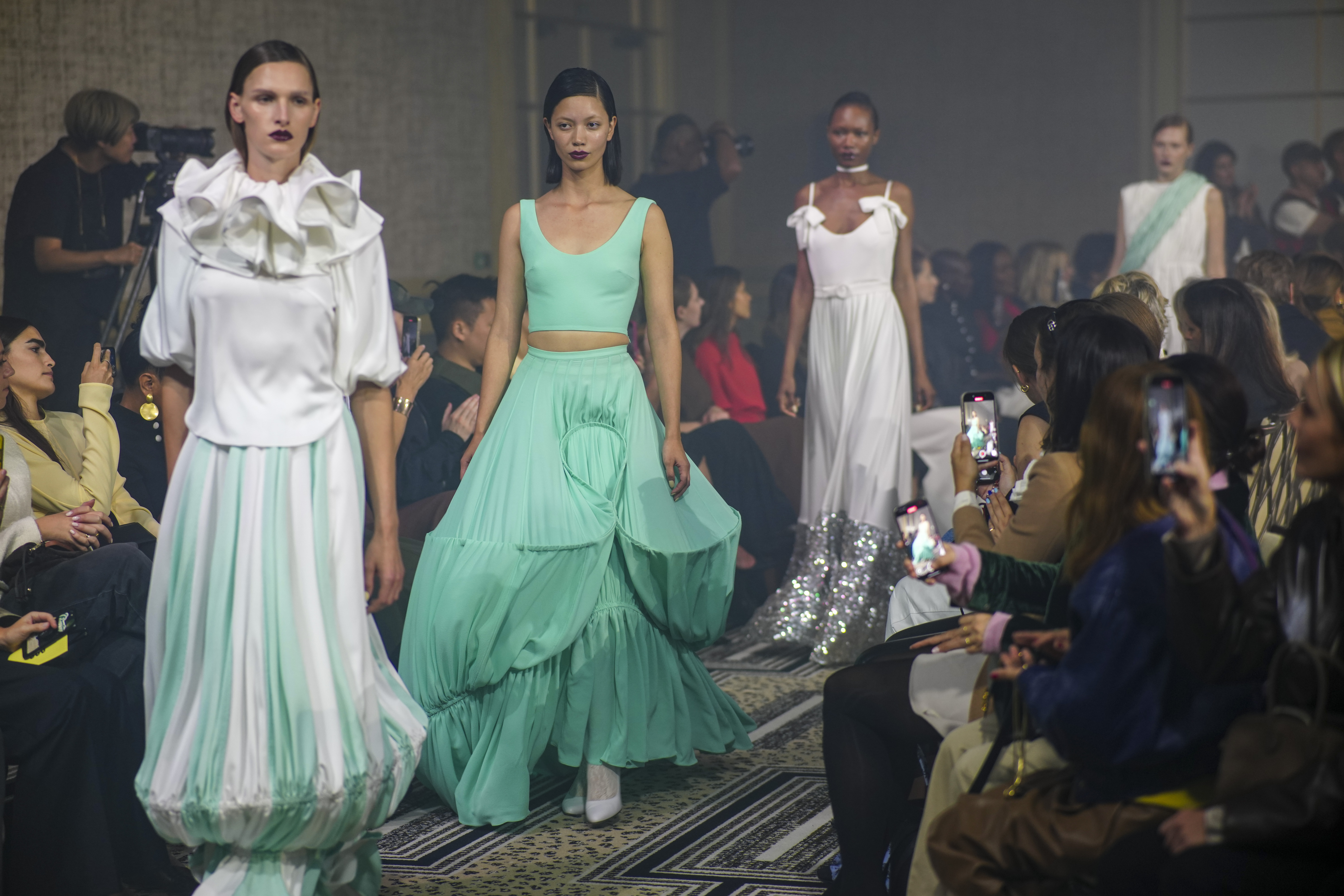 Models on the catwalk at the Edeline Lee show at The Peninsula, London, during London Fashion Week. Picture date: Sunday September 21, 2025.
