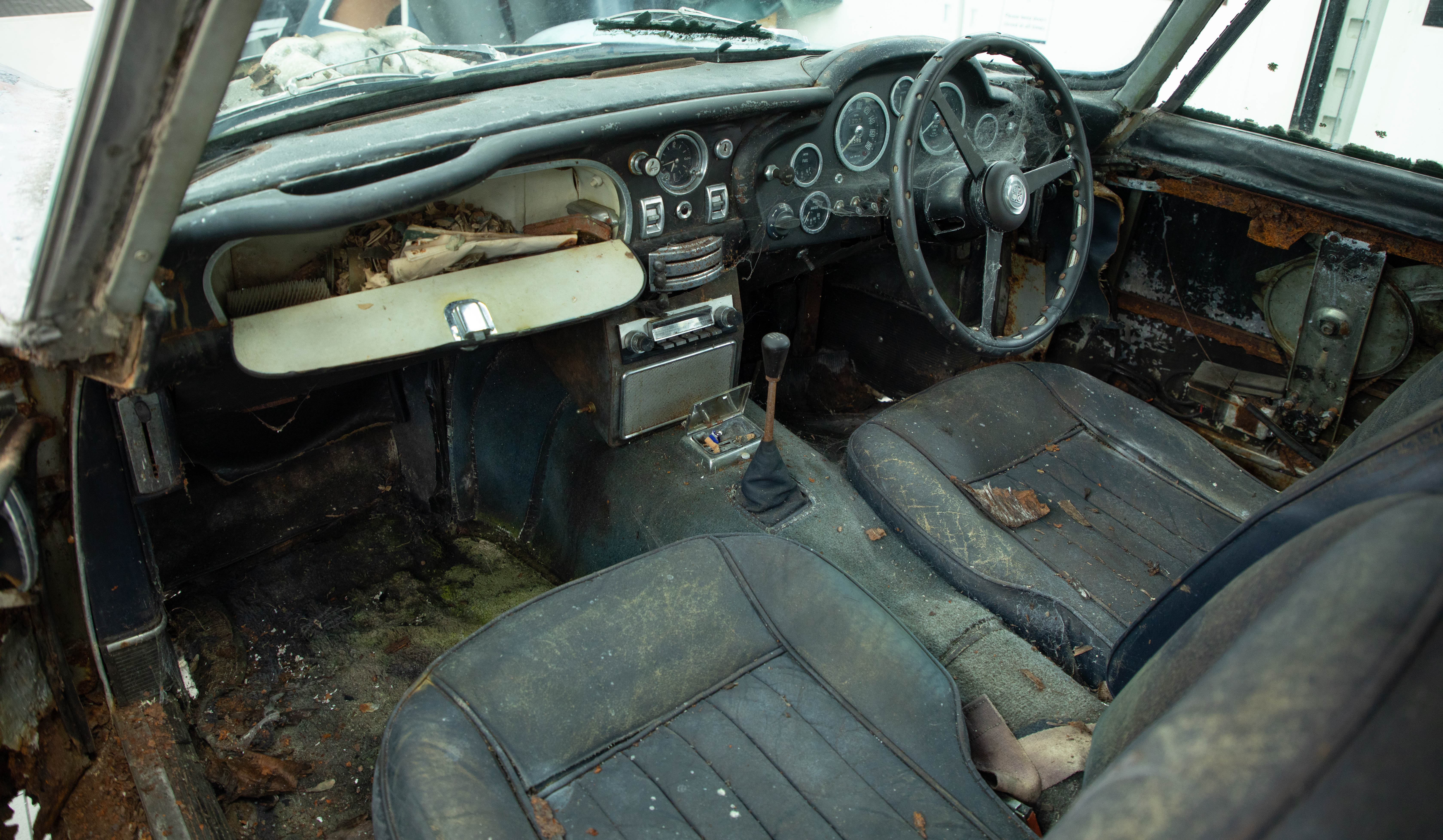 The interior of the car pre-restoration