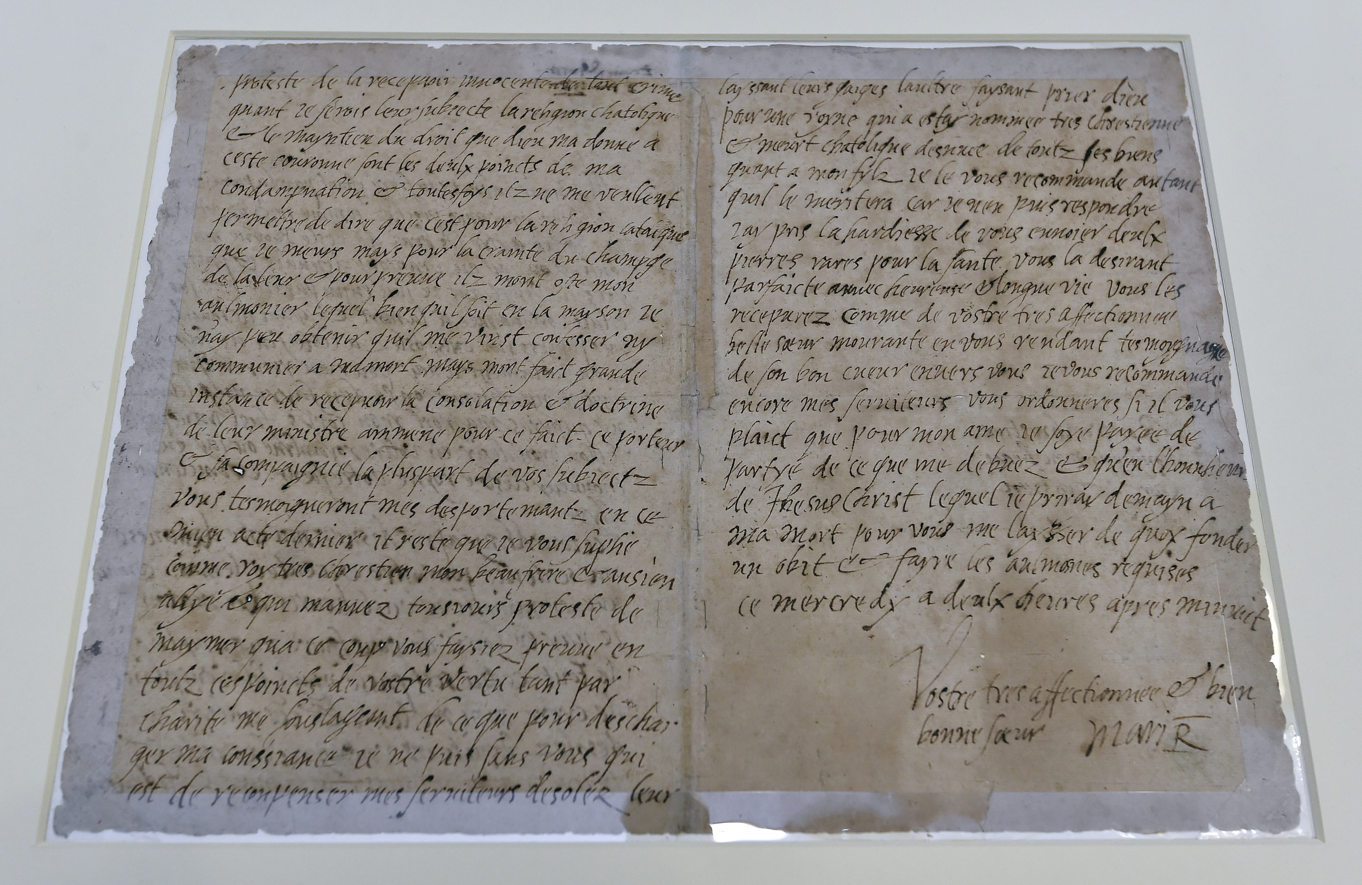 The last letter written by Mary, Queen of Scots