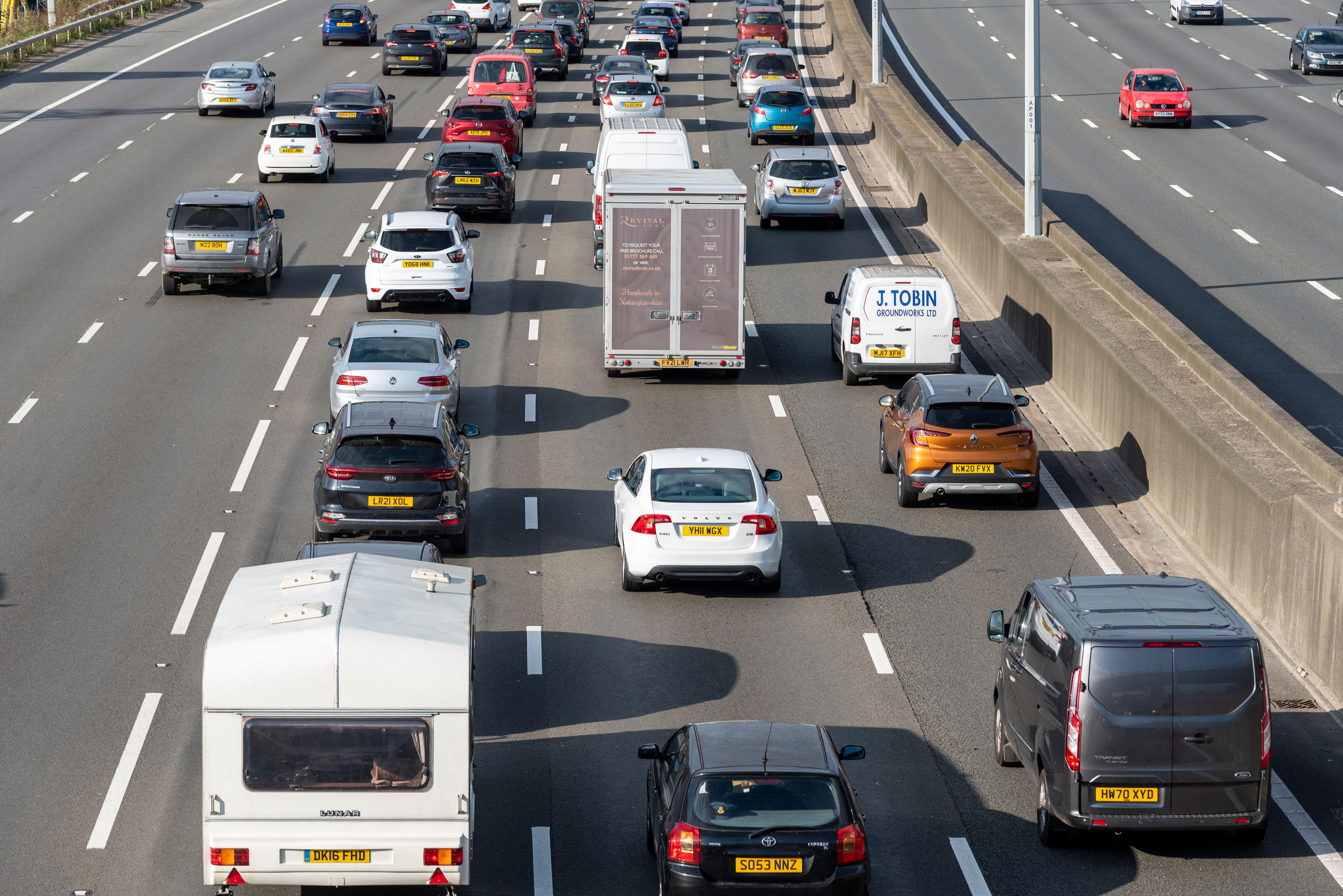 A section of the M25 motorway in Longford near Heathrow Airport