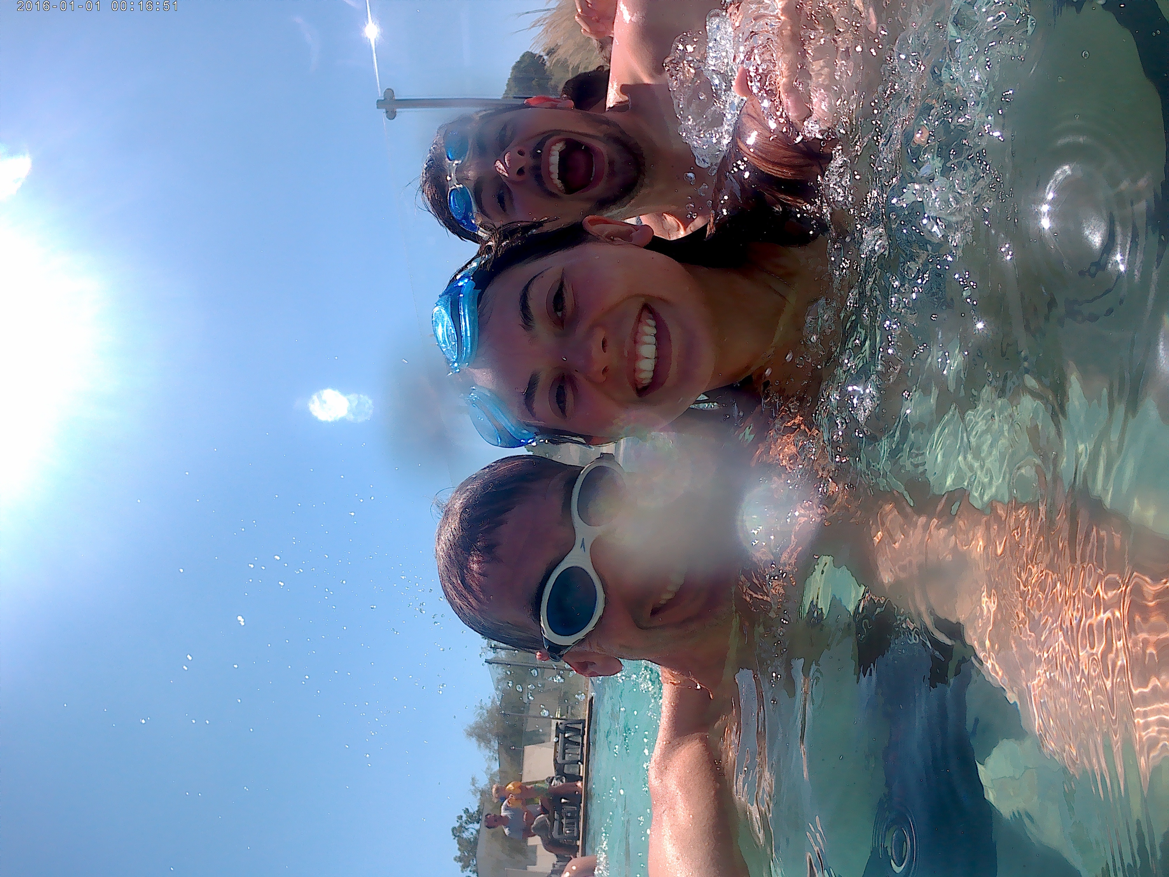 Andy, Serena and George Baker in a pool together on holiday