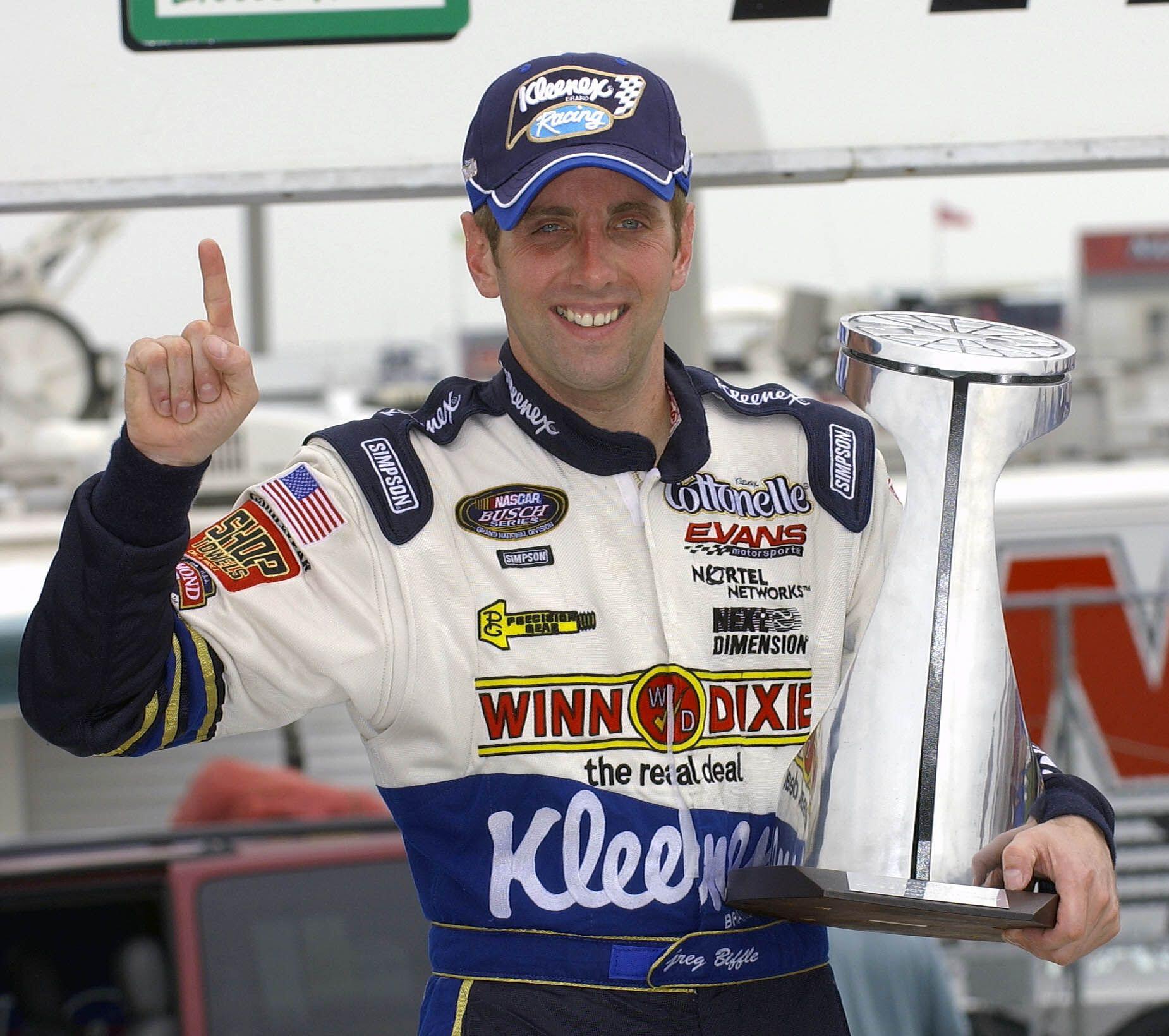 Greg Biffle after winning the Little Trees 300 (Alamy/PA)