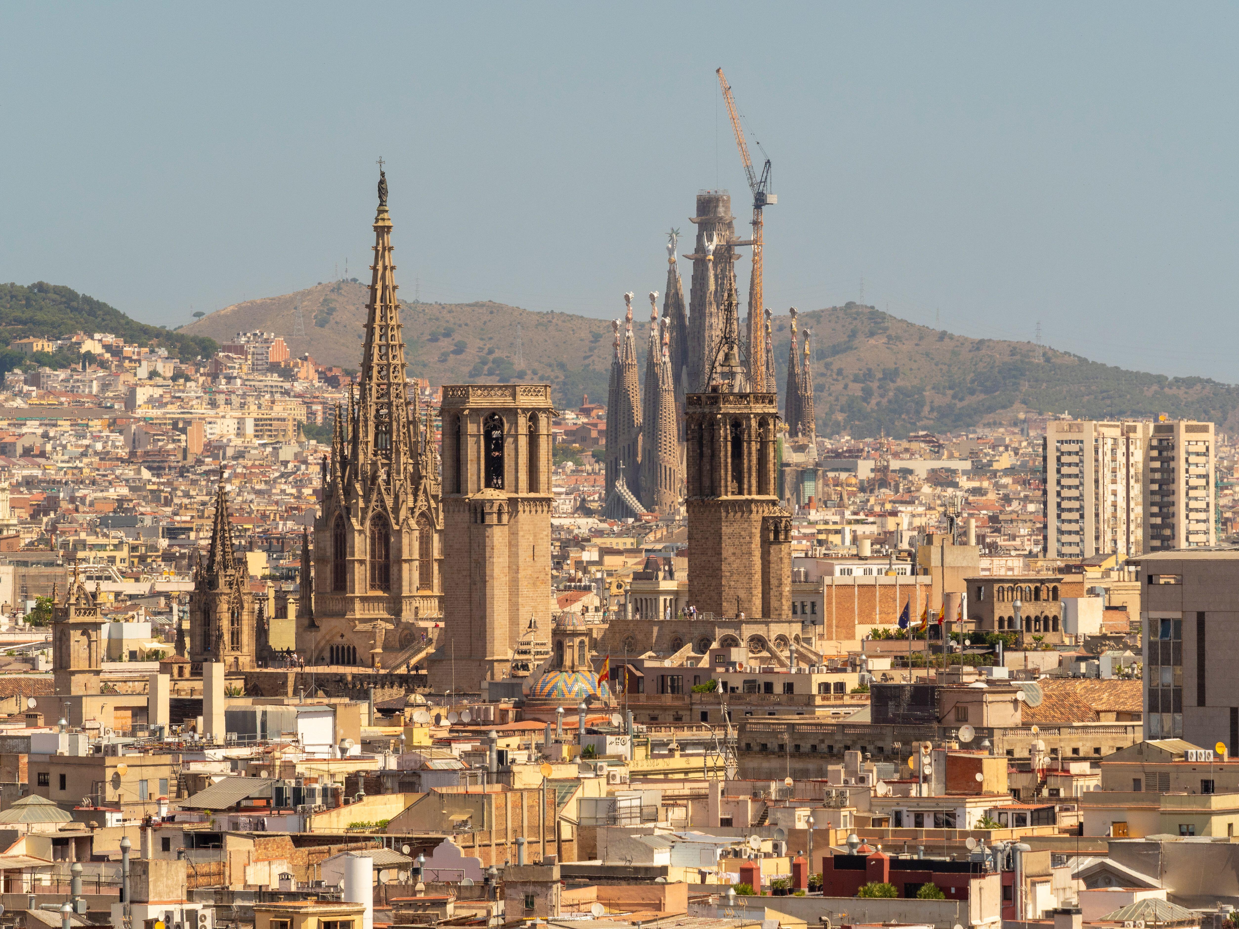 Barcelona city skyline featuring Gaudi's Sagrada Familia