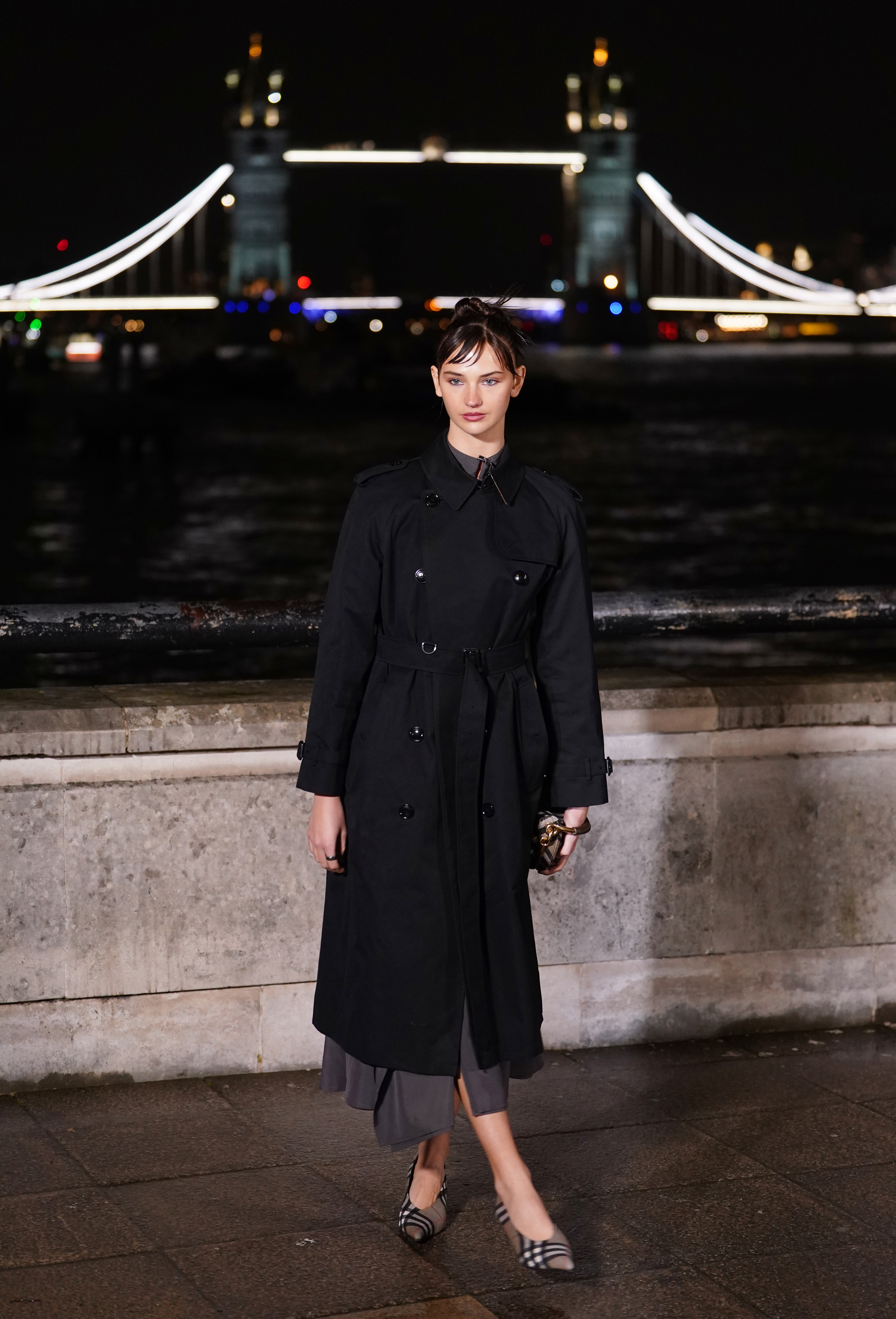 Mia Regan attends the Burberry show at 1 Old Billingsgate Walk, London, during London Fashion Week. Picture date: Monday February 23, 2026.