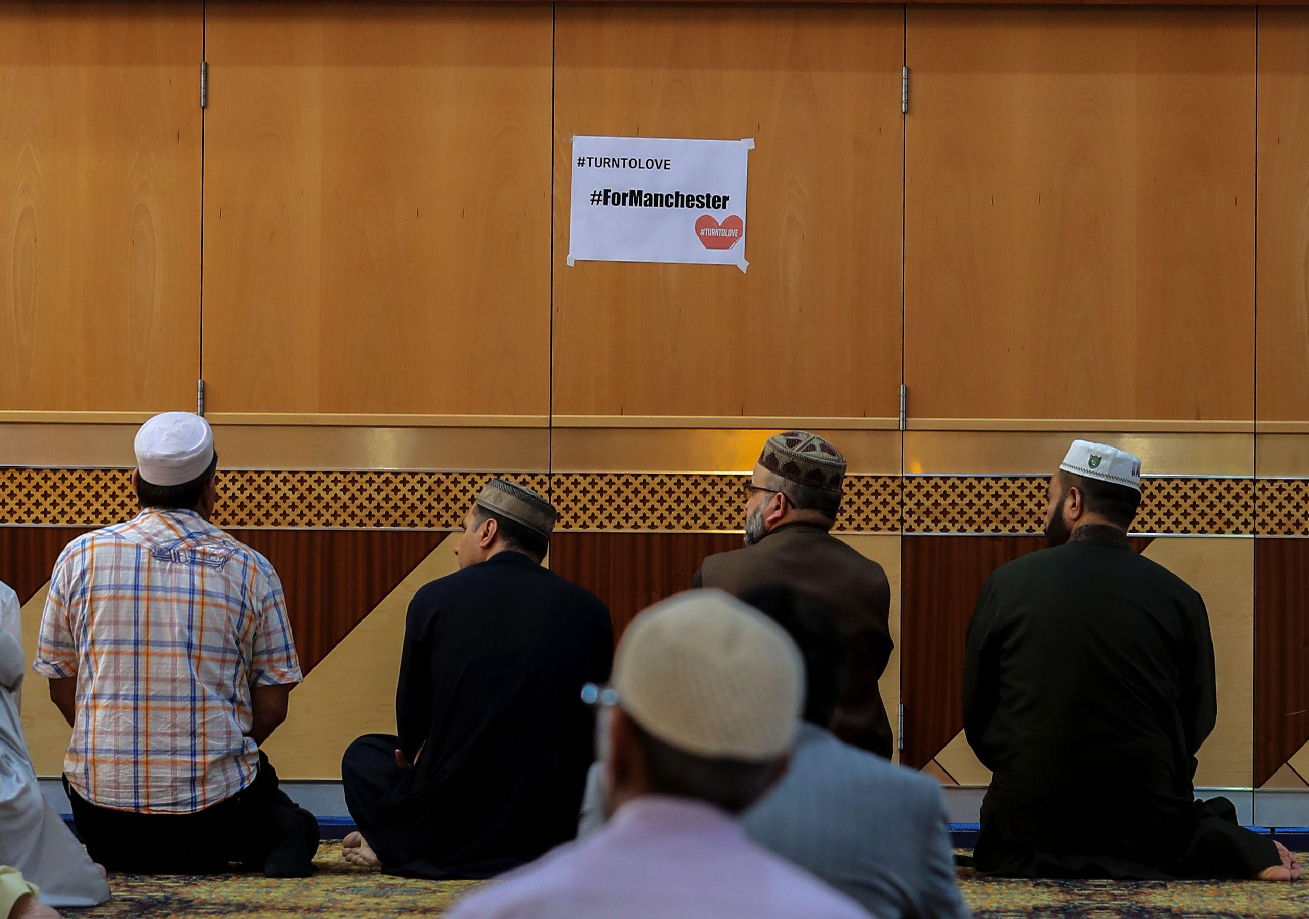 View of worshippers inside a mosque