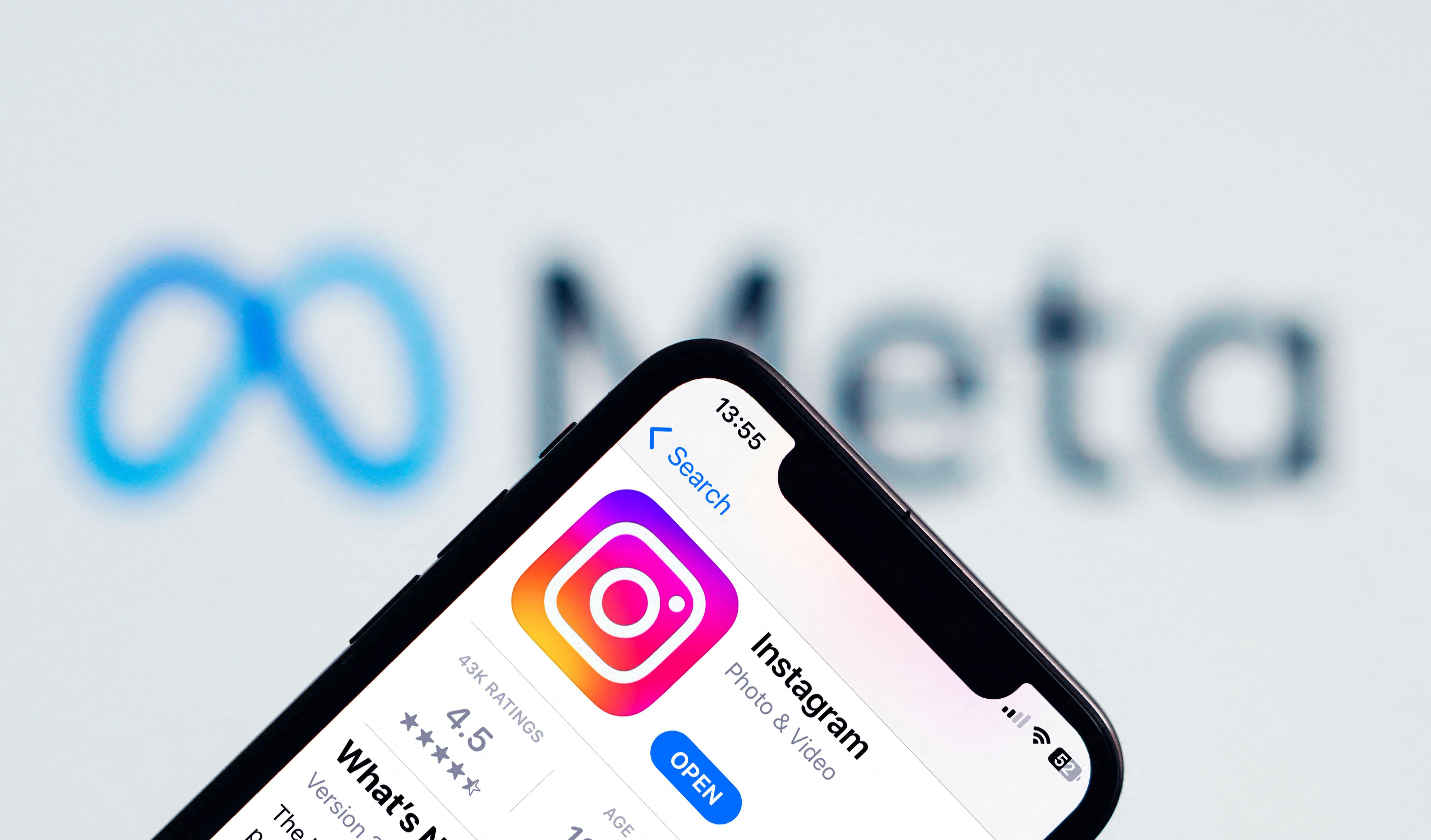 Latest Instagram features on smartphone with Meta branding