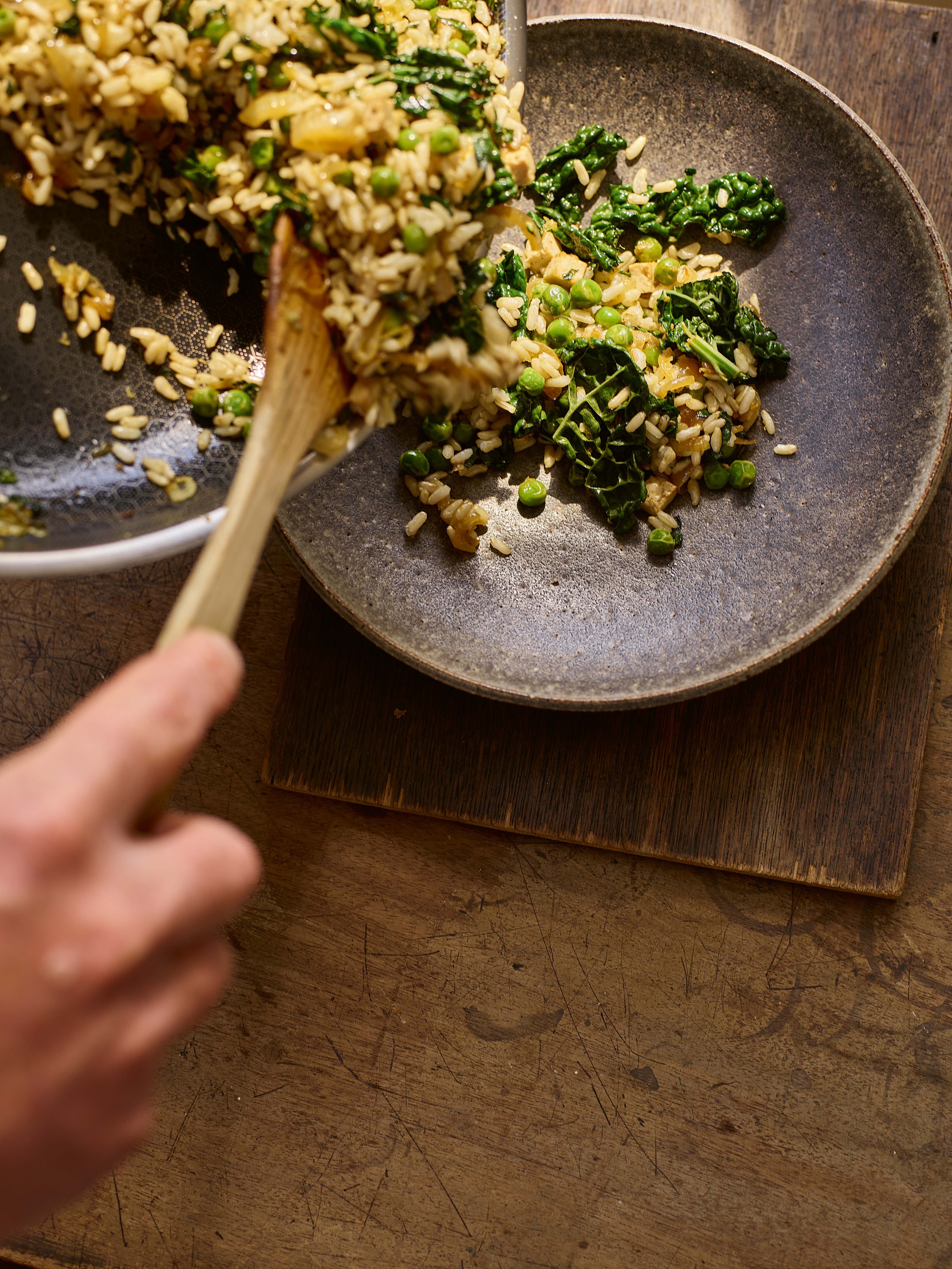 Fried rice with peas and soy