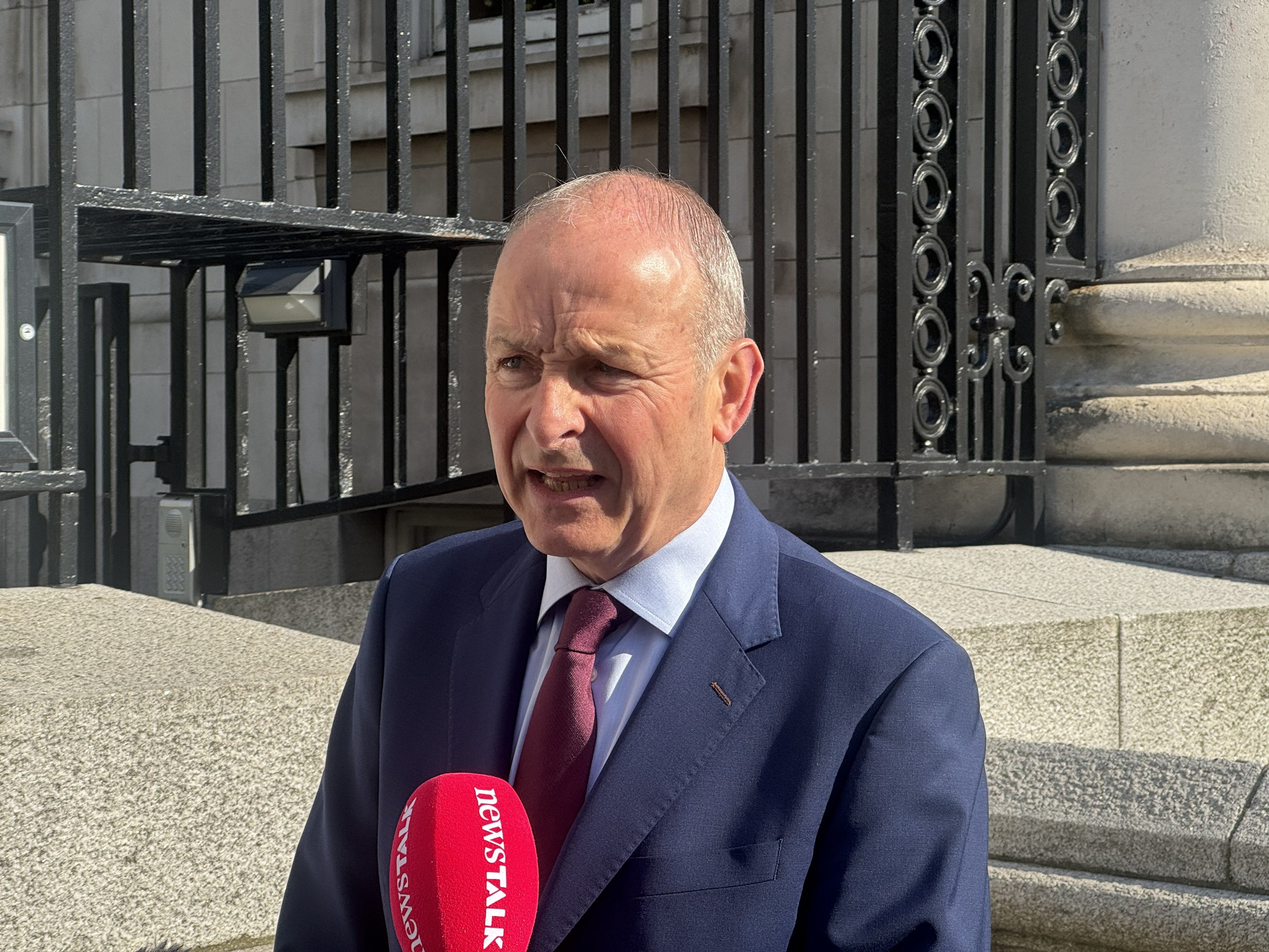 Taoiseach Micheal Martin speaking to reporters in Dublin ahead of a cabinet meeting