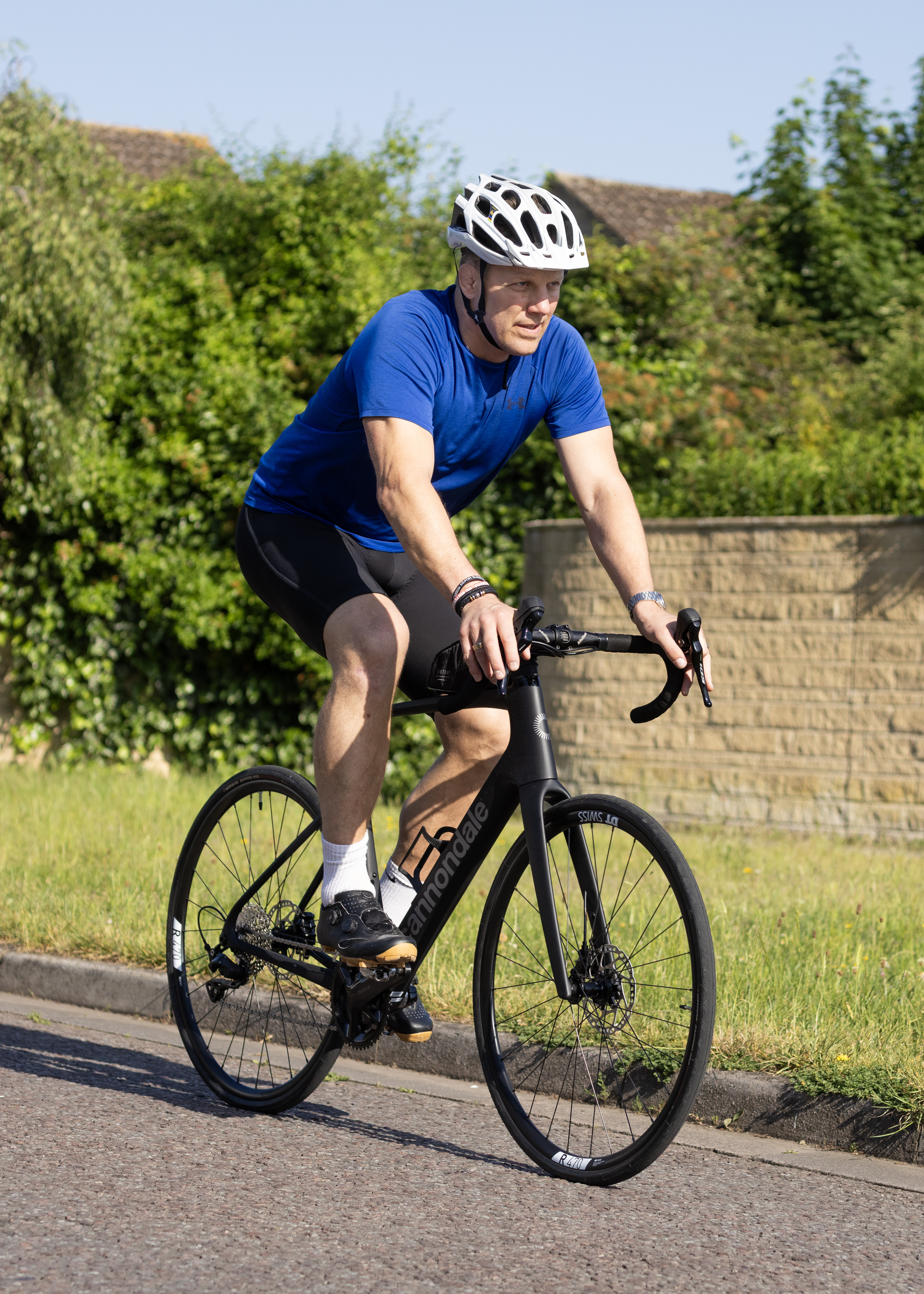 Lewis Moody, former England Rugby captain, cycling near his home in Wiltshire.