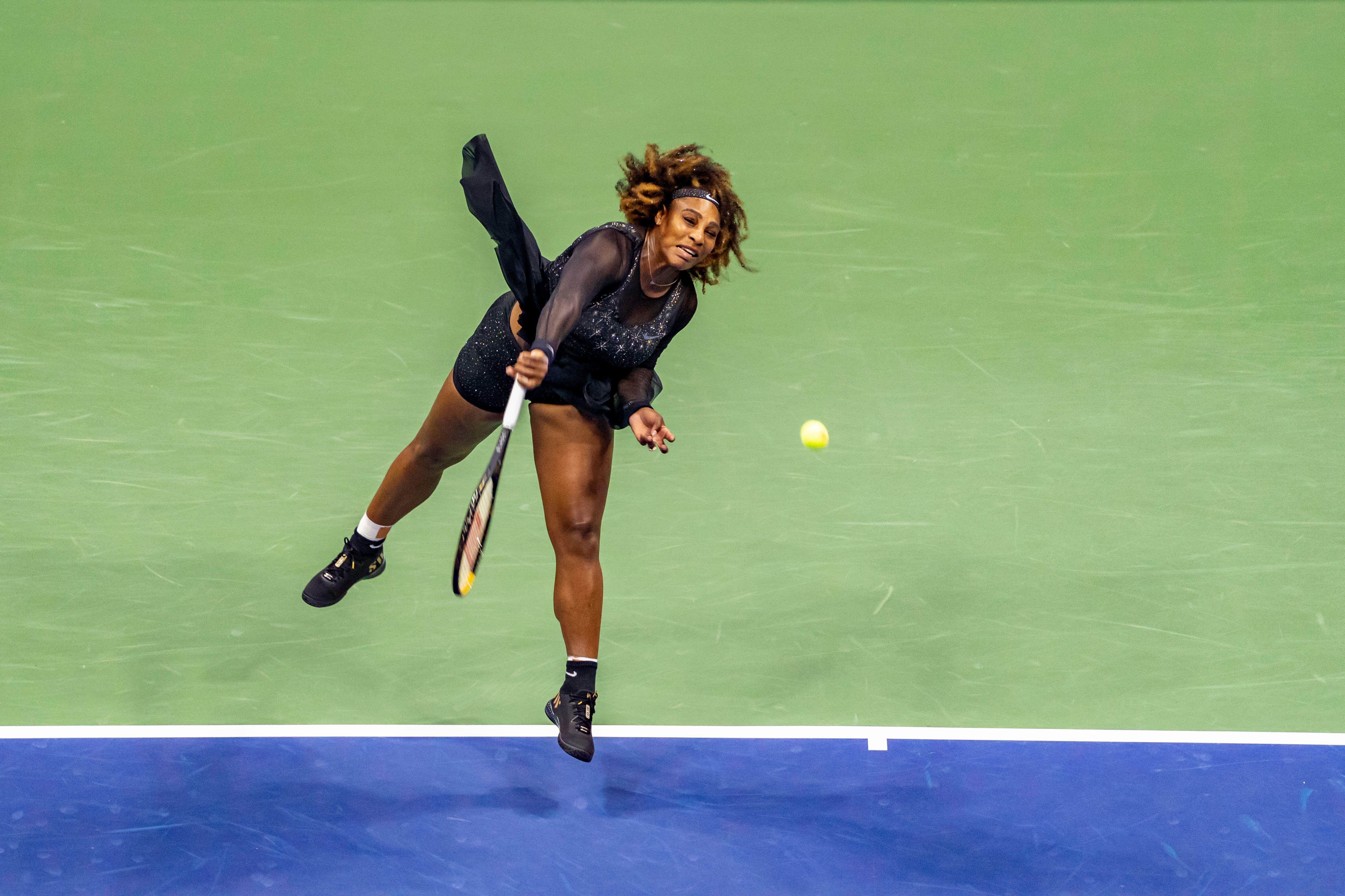 Serena Willaims competing in the first round of her final Grand Slam Tennis at the 2022 US Open.