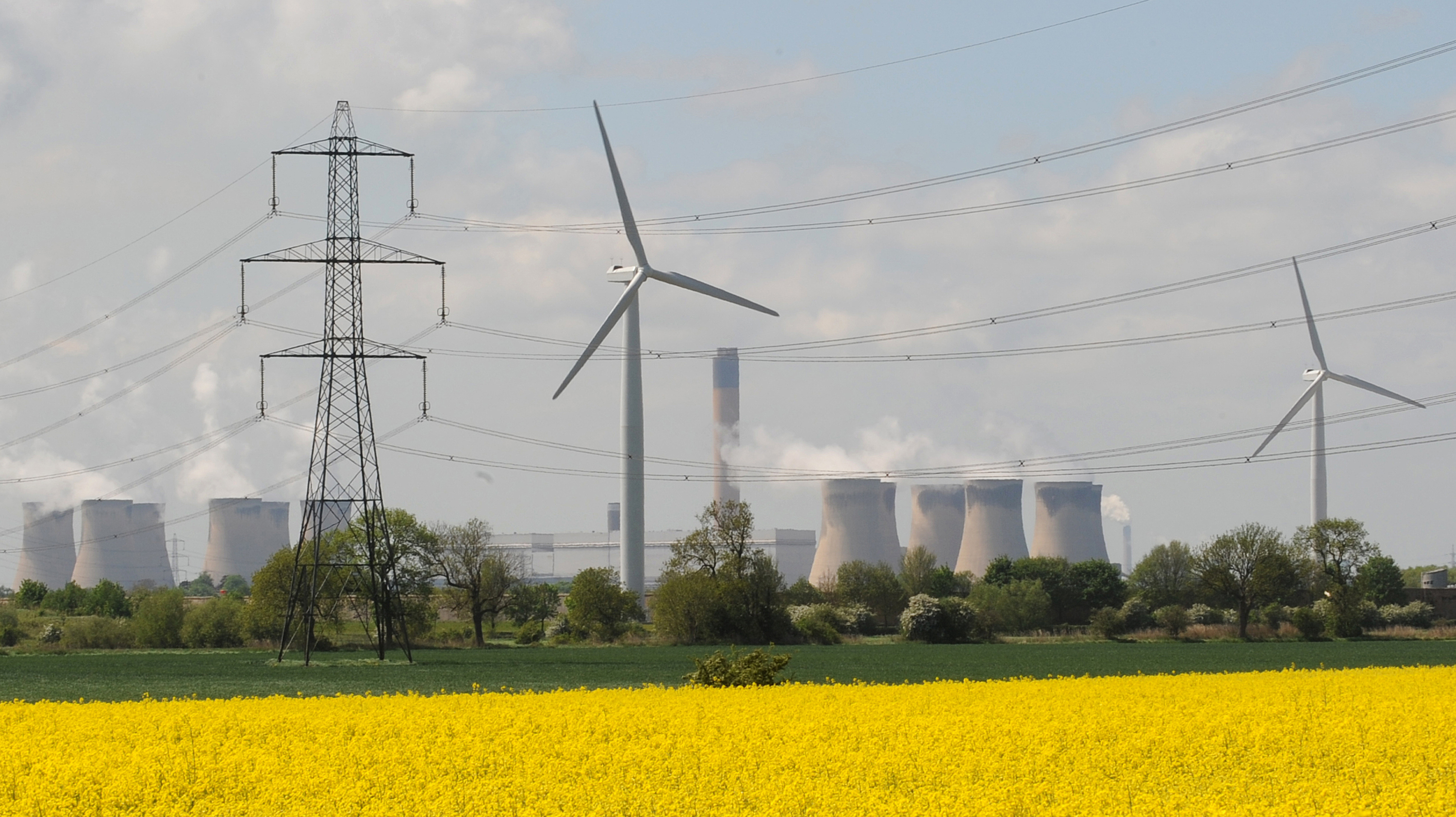 Pylons, wind turbines and Drax Power Station