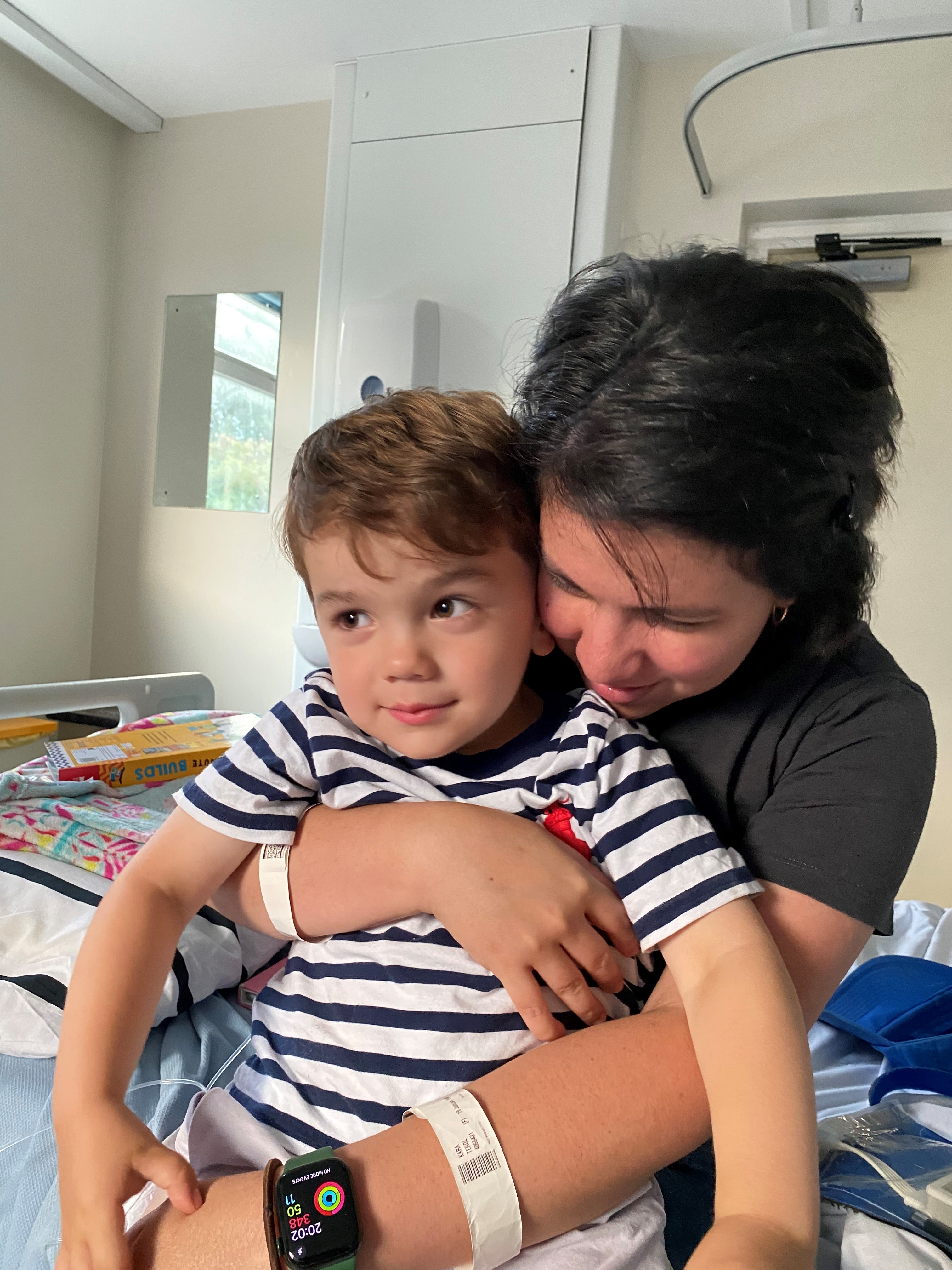 Heart transplant patient Kara Terol with her seven-year-old son George
