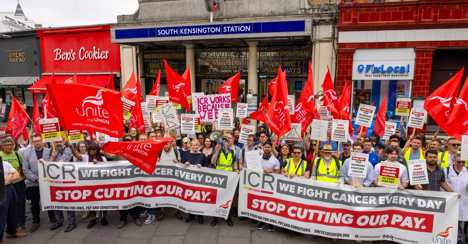 Staff from the Institute of Cancer Research strike over pay