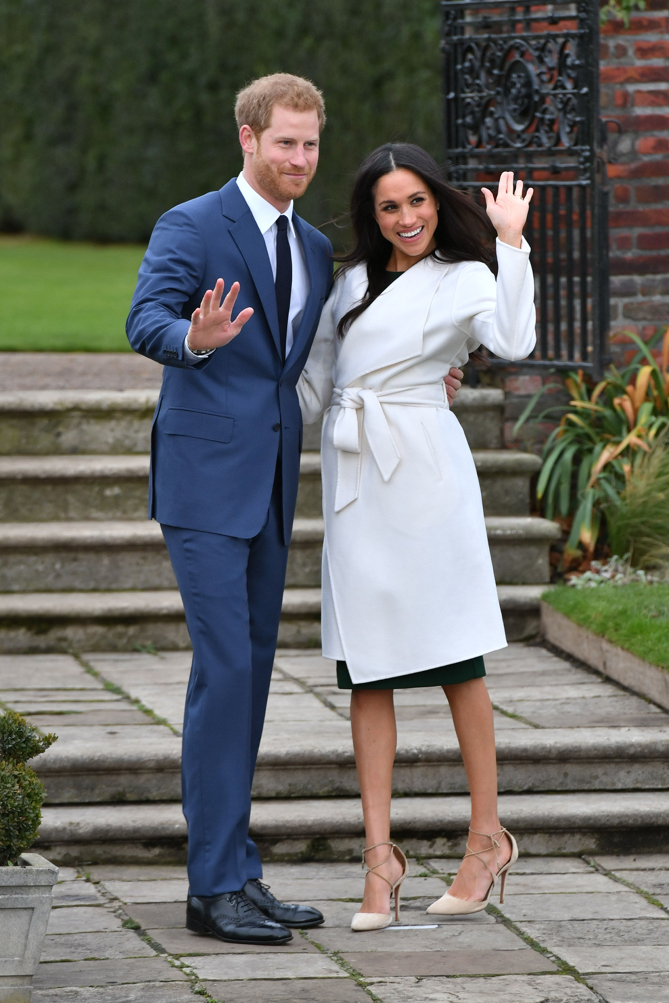 Harry and Meghan announcing their engagement