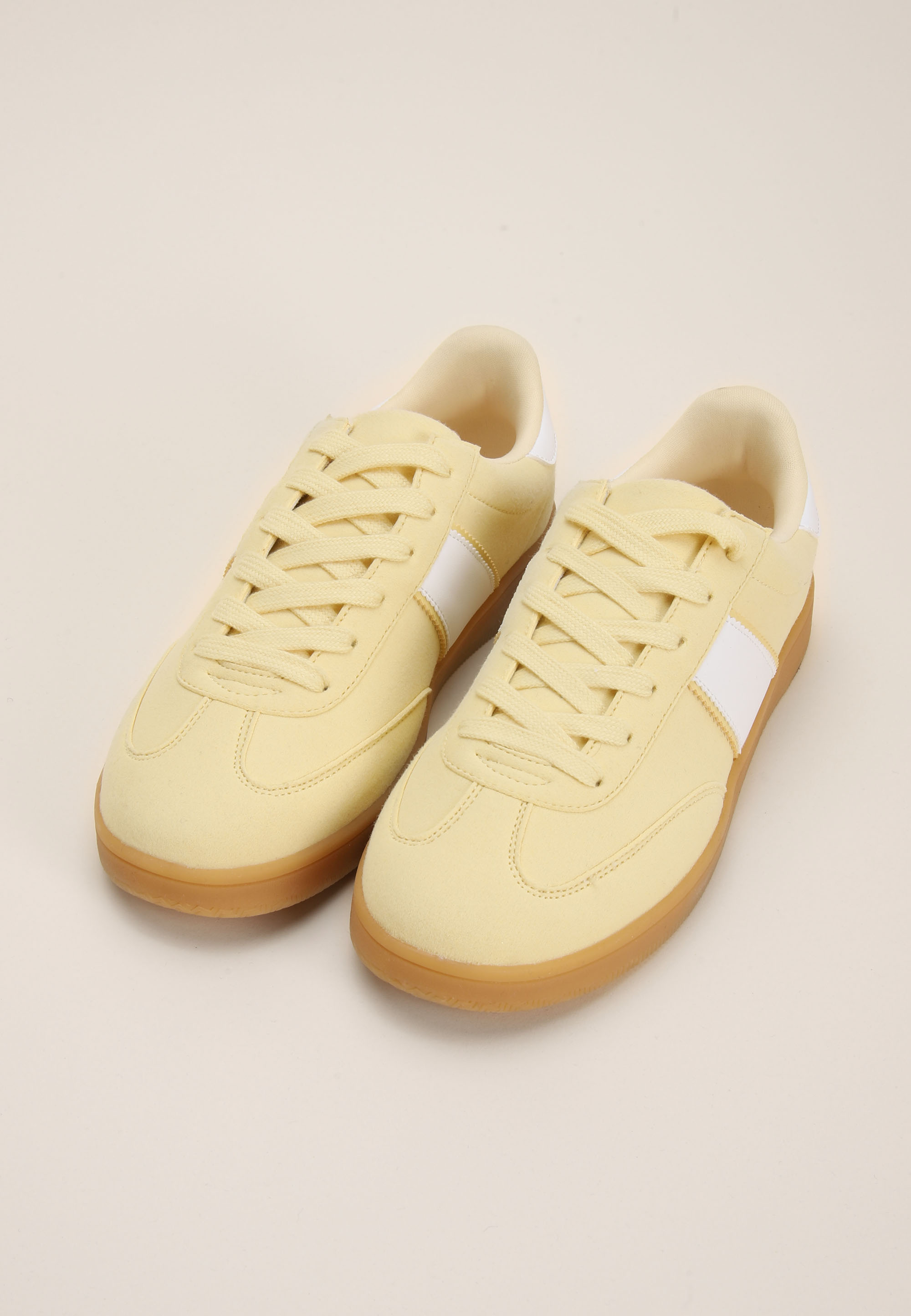 Peacocks Womens Yellow Retro Stripe Gum Sole Trainers in Yellow, £20