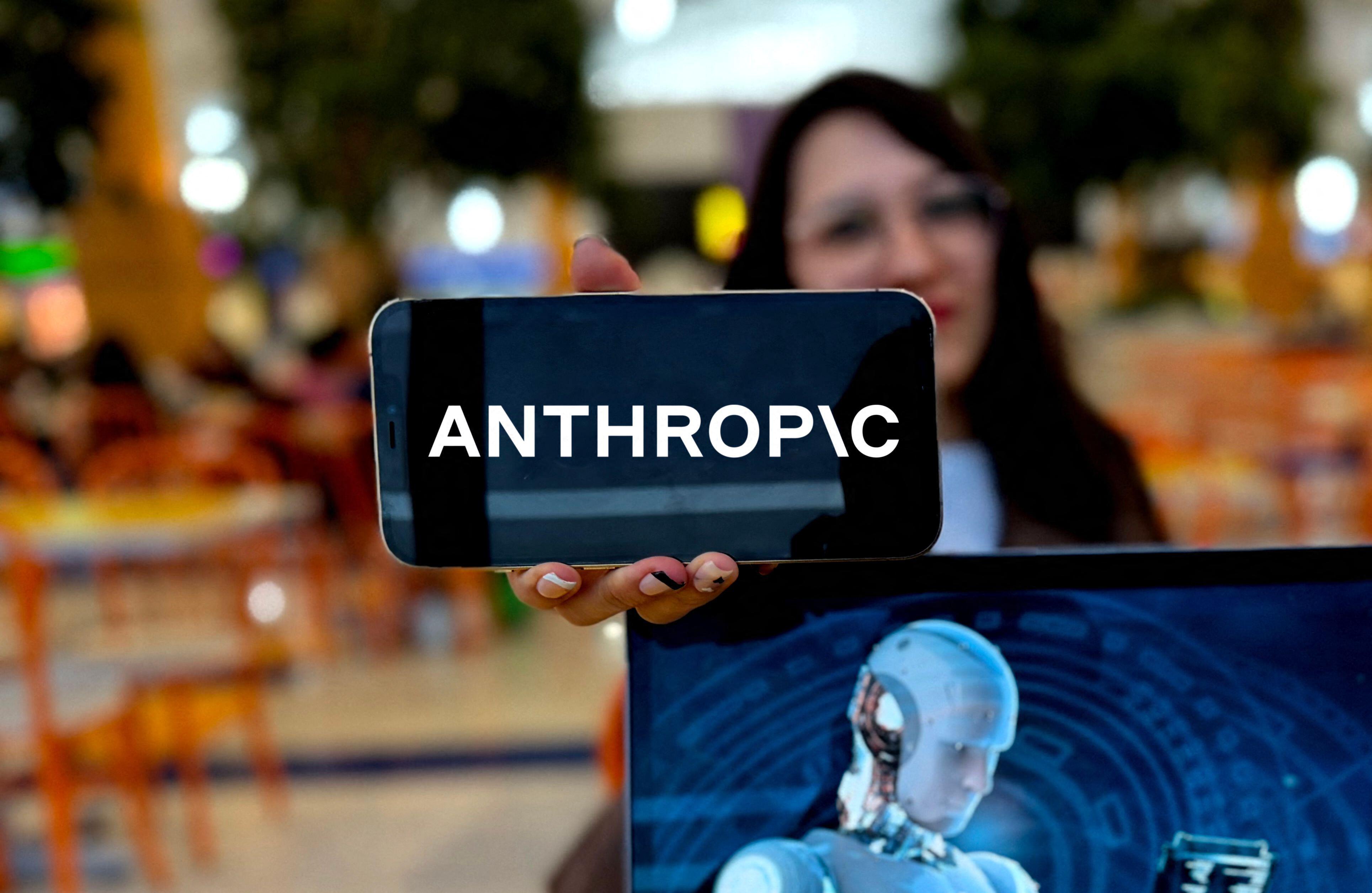 Close-up of the Anthropic logo on a digital screen